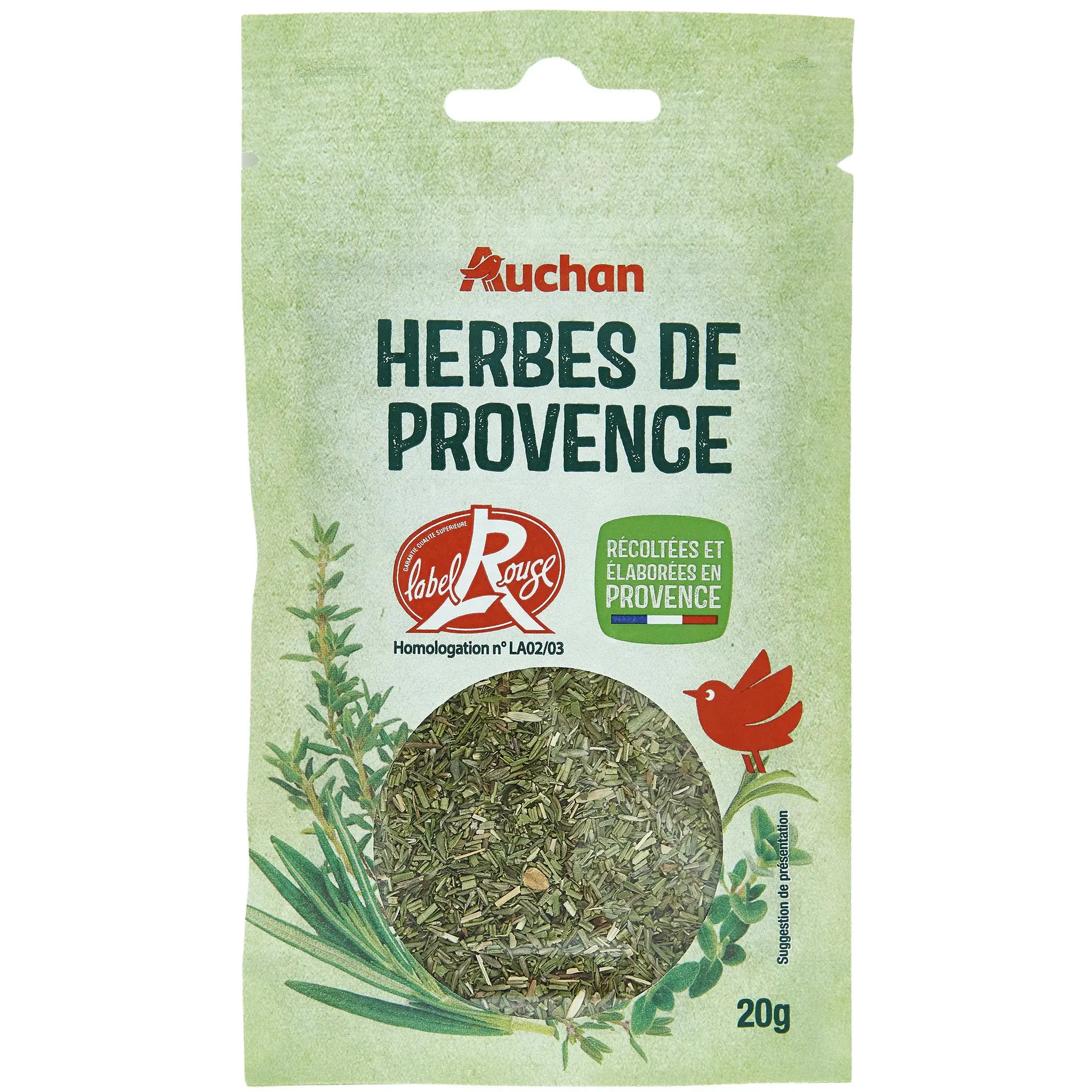 AUCHAN Herbes de Provence Label Rouge en sachet