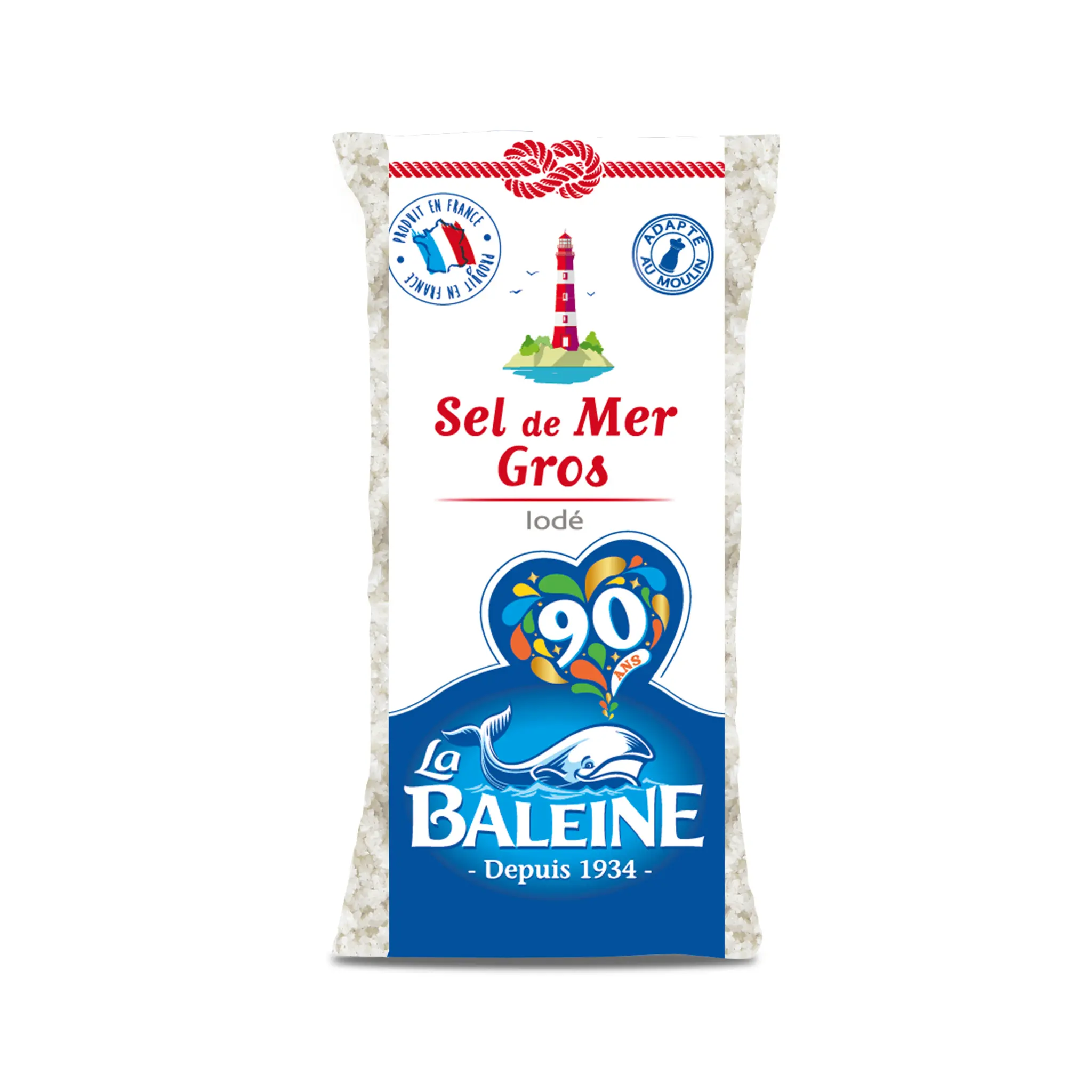 LA BALEINE Sel de mer gros iodé produit en France adapté au moulin