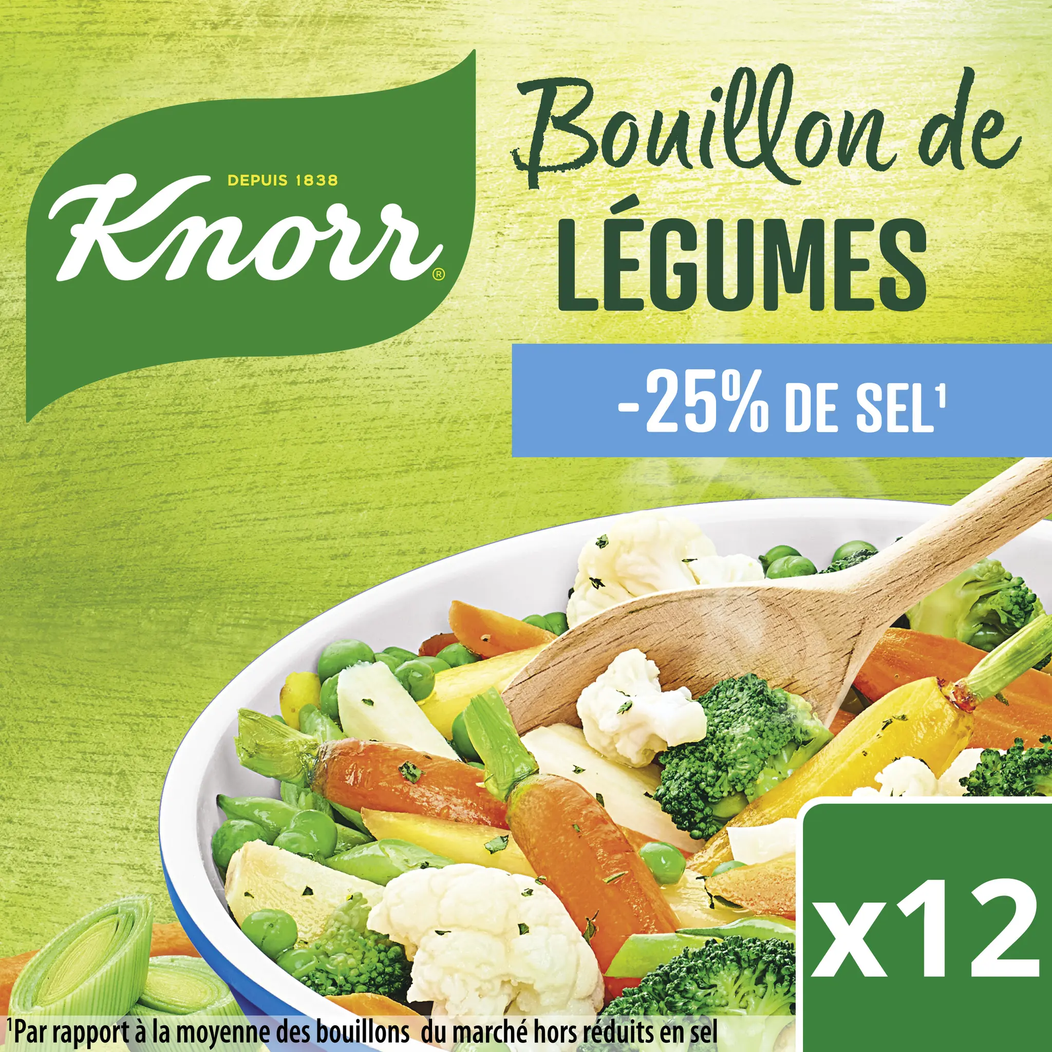 KNORR Bouillon de légumes -25% de sel sans conservateur