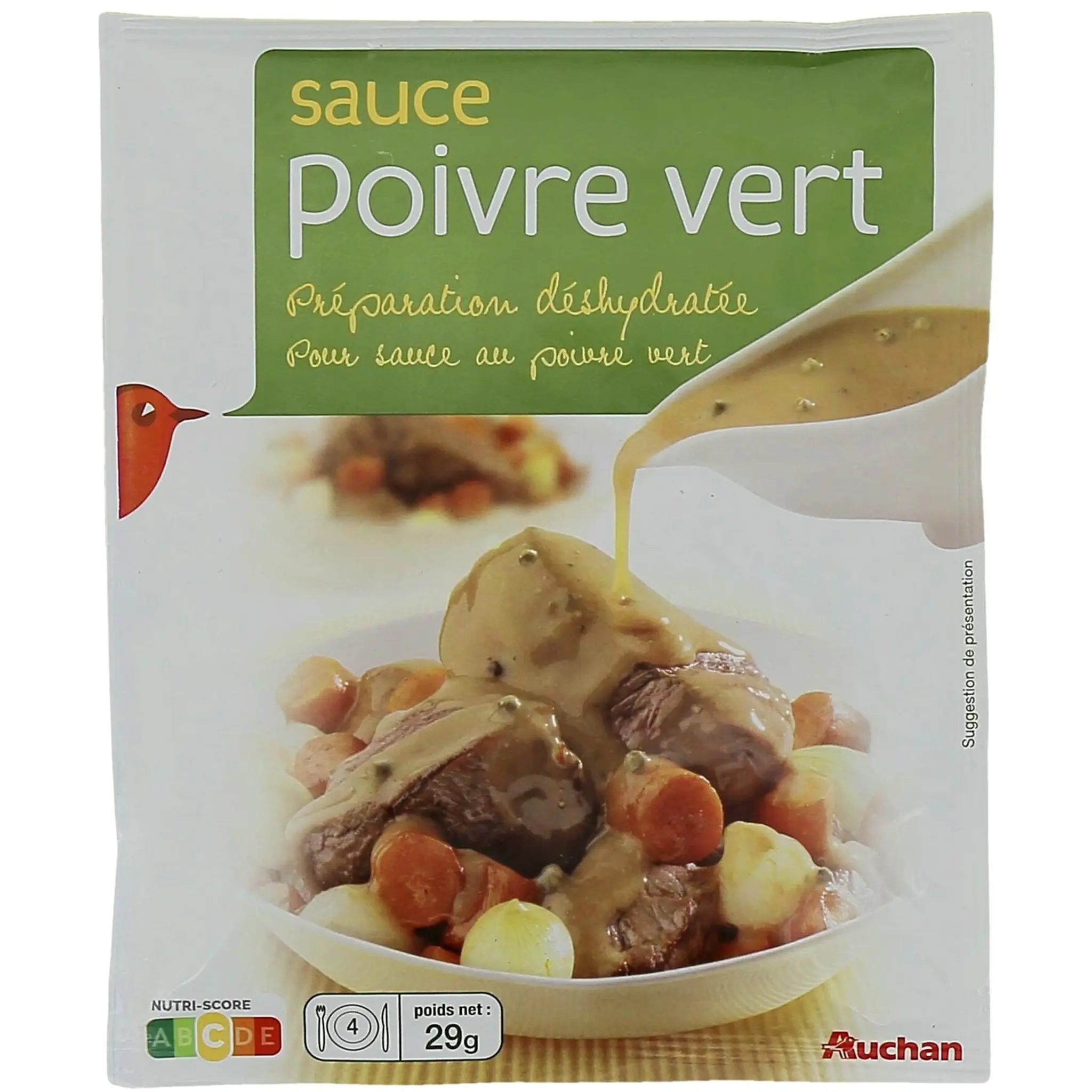 AUCHAN Sauce poivre vert déshydratée en sachet