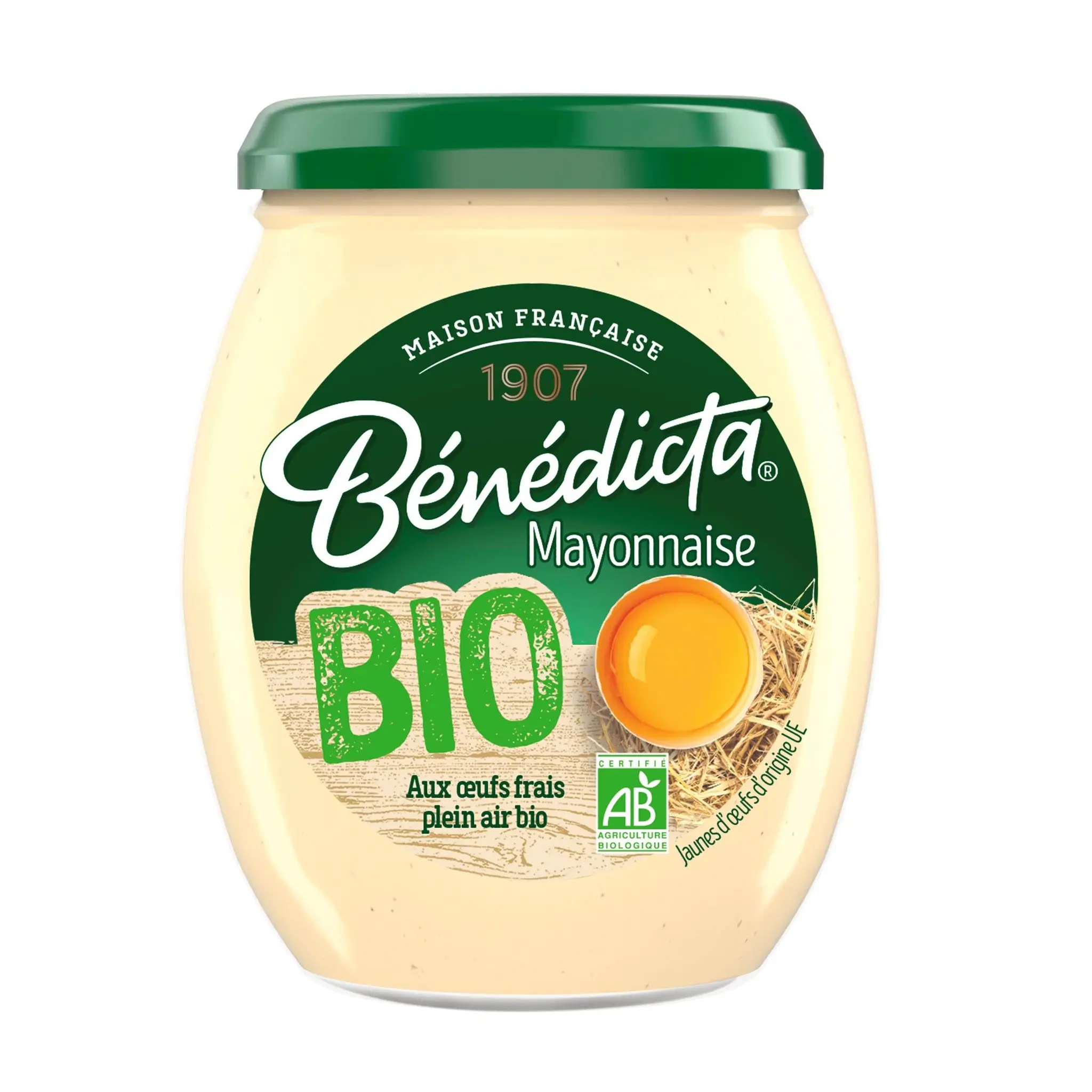 BENEDICTA Mayonnaise bio aux œufs frais bio en bocal fabriqué en France