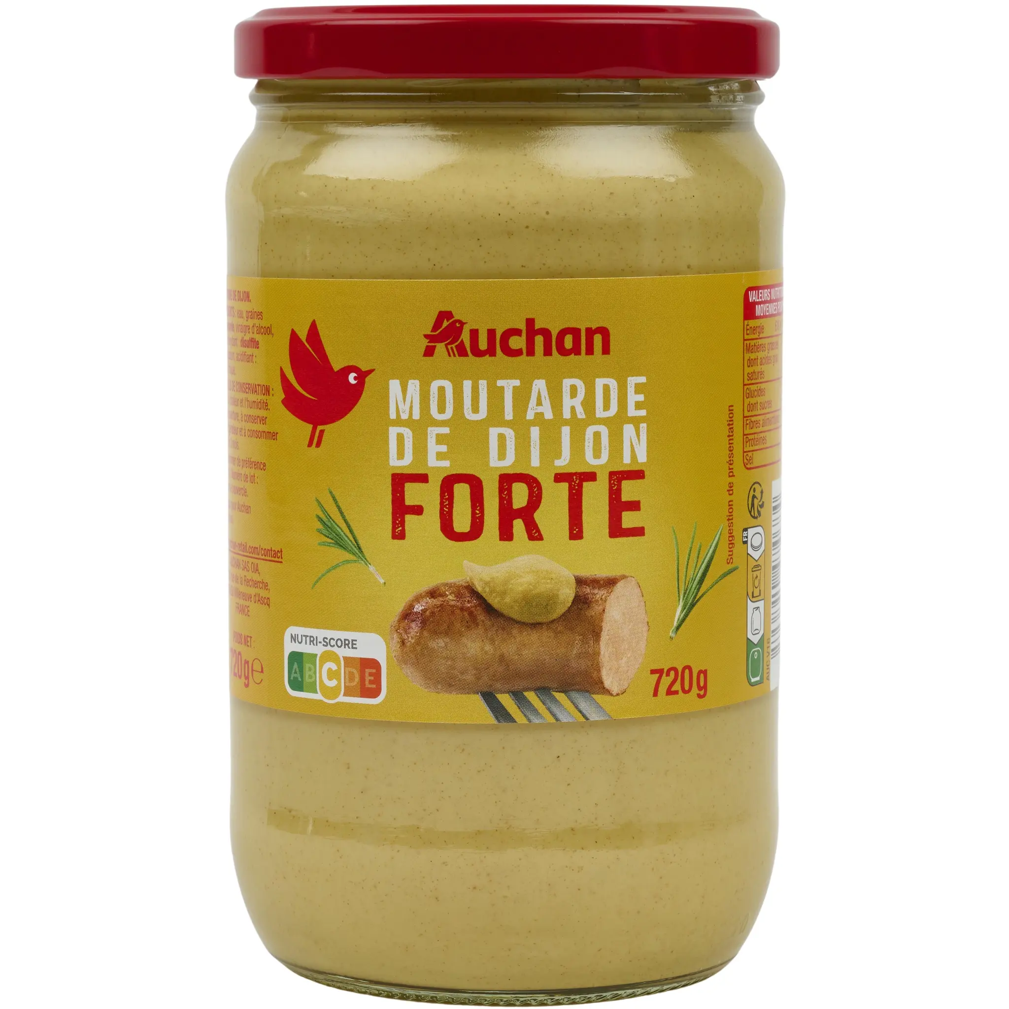 AUCHAN Moutarde de Dijon forte en bocal