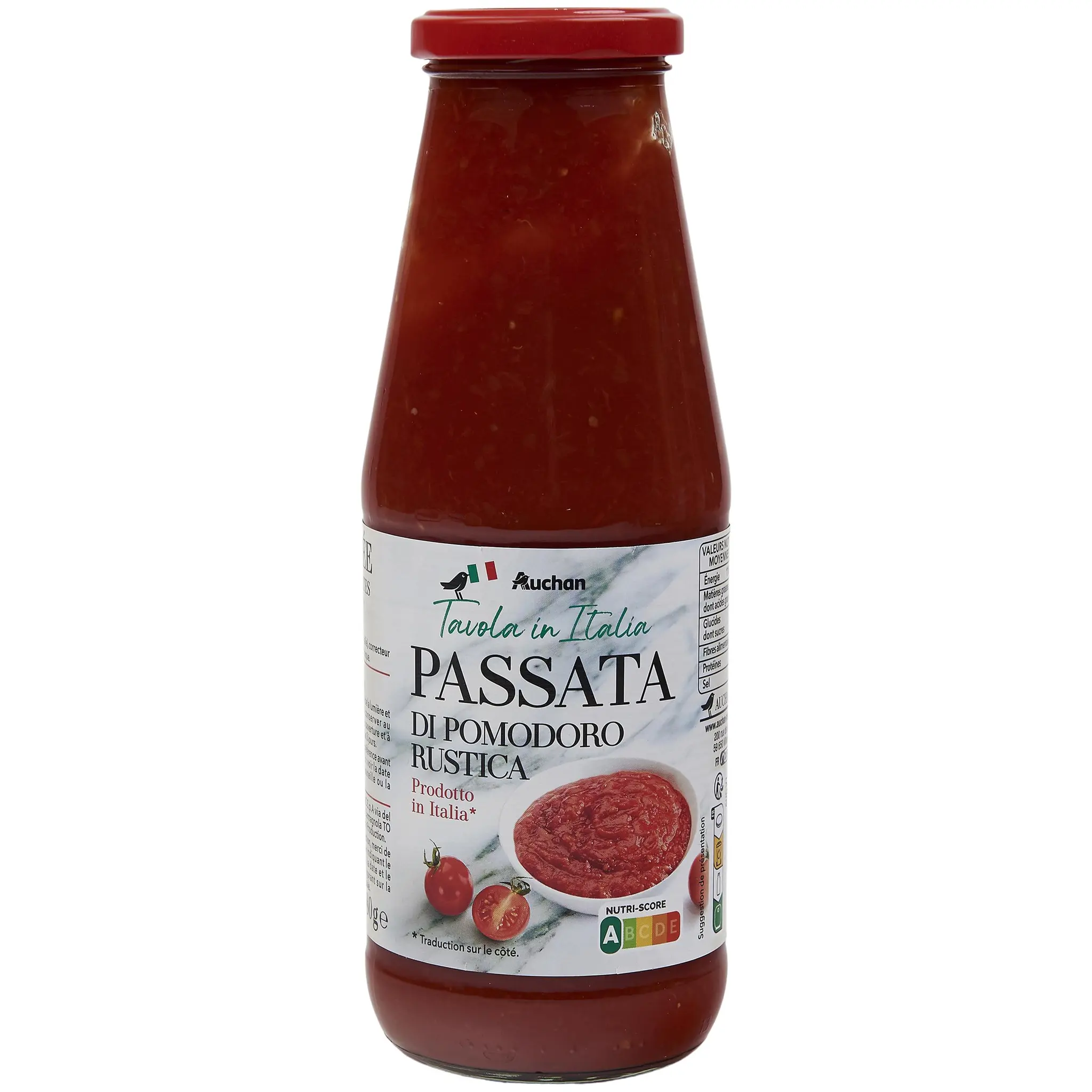 AUCHAN TAVOLA IN ITALIA Passata purée de tomates rustiques en bouteilles