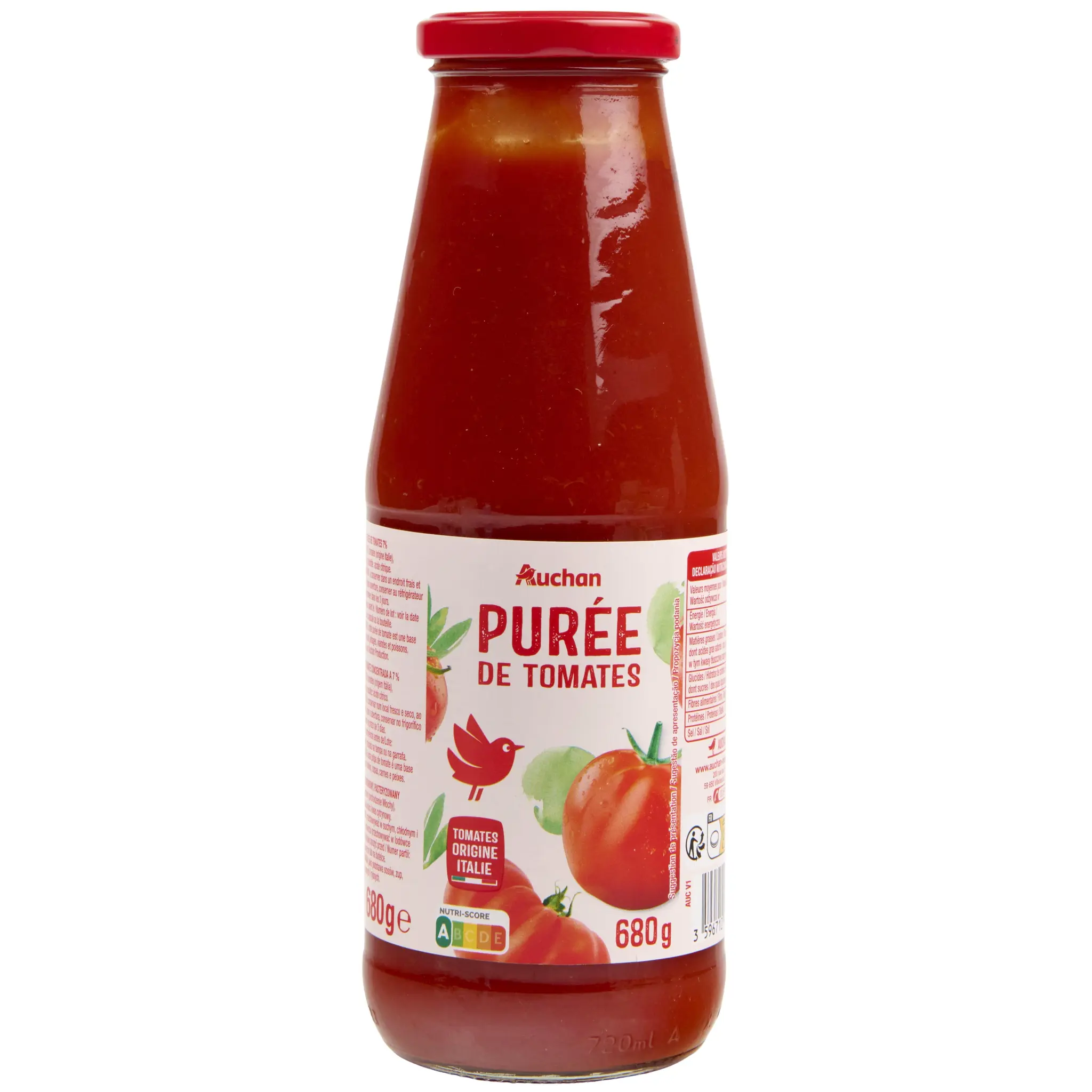 AUCHAN Purée de tomates en bouteille
