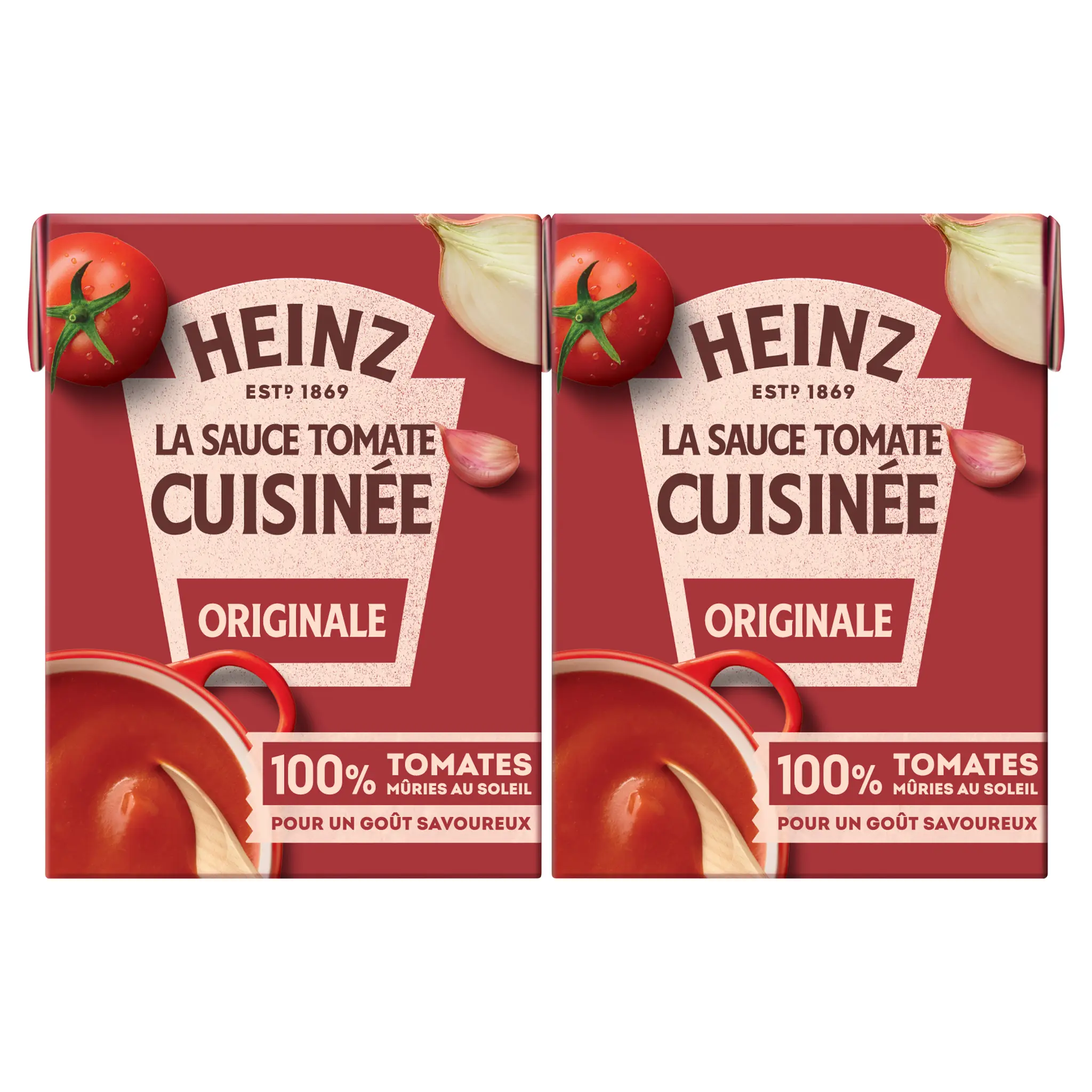 HEINZ Sauce tomate cuisinée ail et oignons sans conservateur en brique