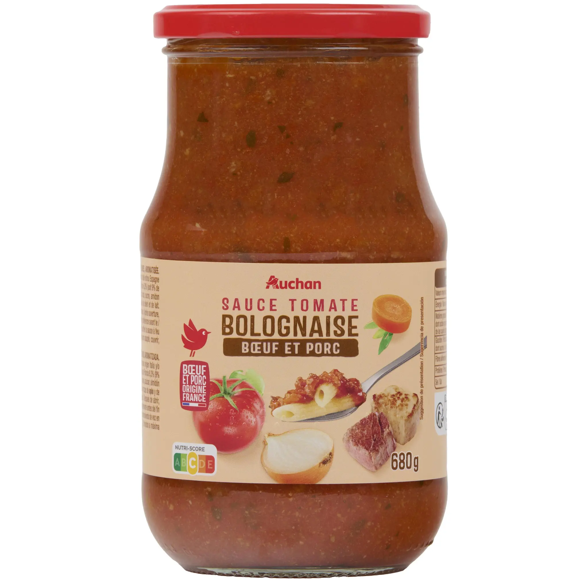 AUCHAN Sauce tomate bolognaise boeuf et porc