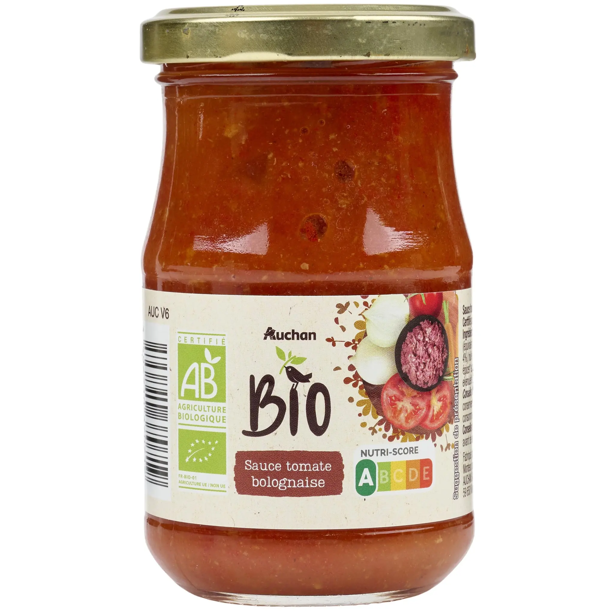 AUCHAN BIO Sauce tomate bolognaise en bocal