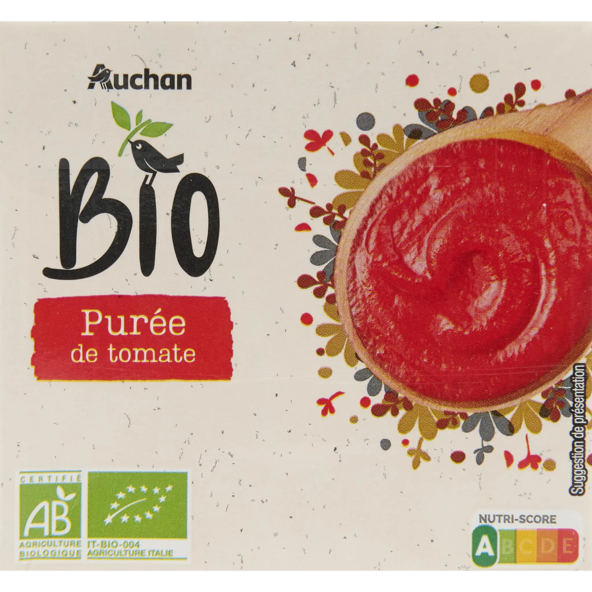 AUCHAN Purée de tomate brique bio