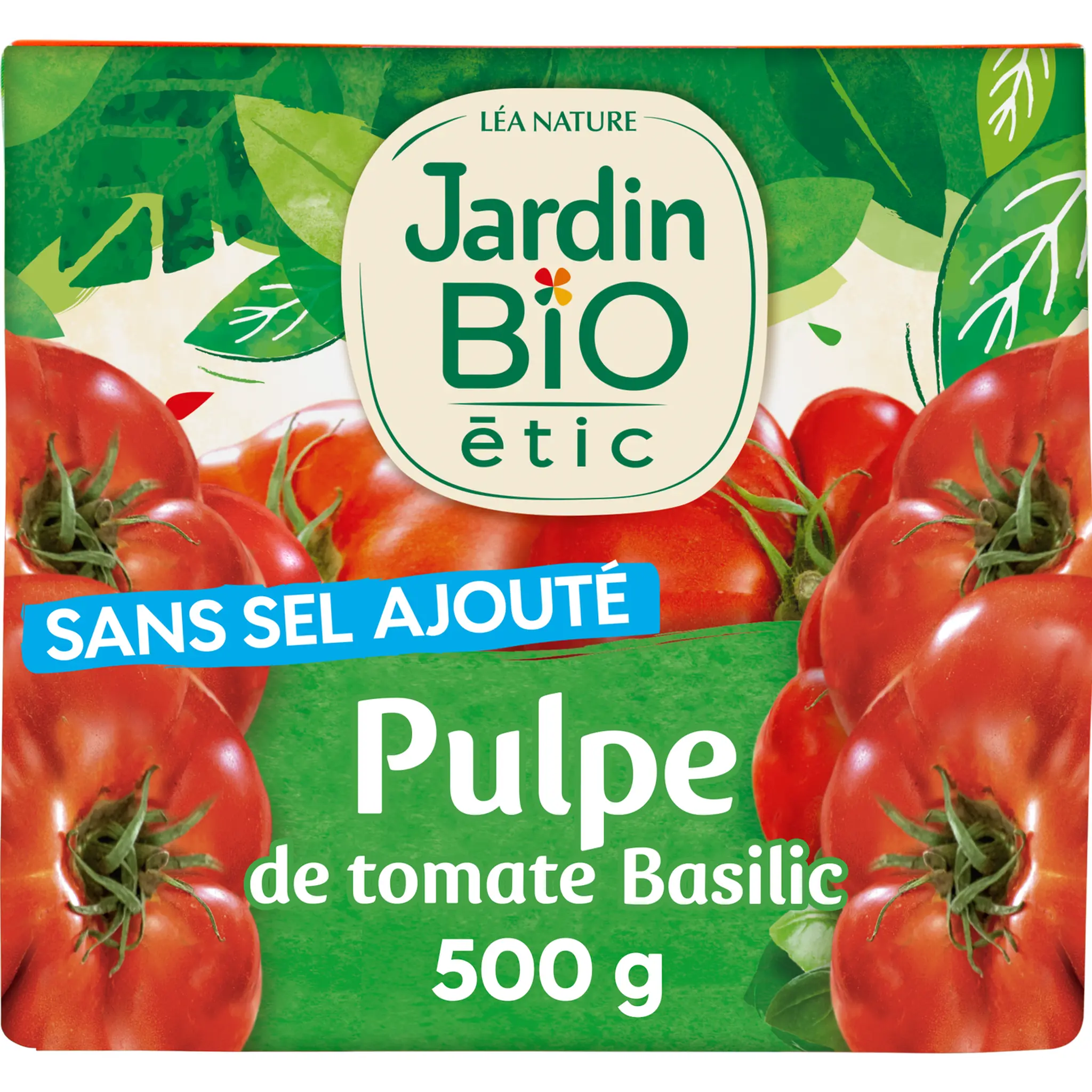 JARDIN BIO ETIC Pulpe de tomates au basilic sans sel ajouté, en brique