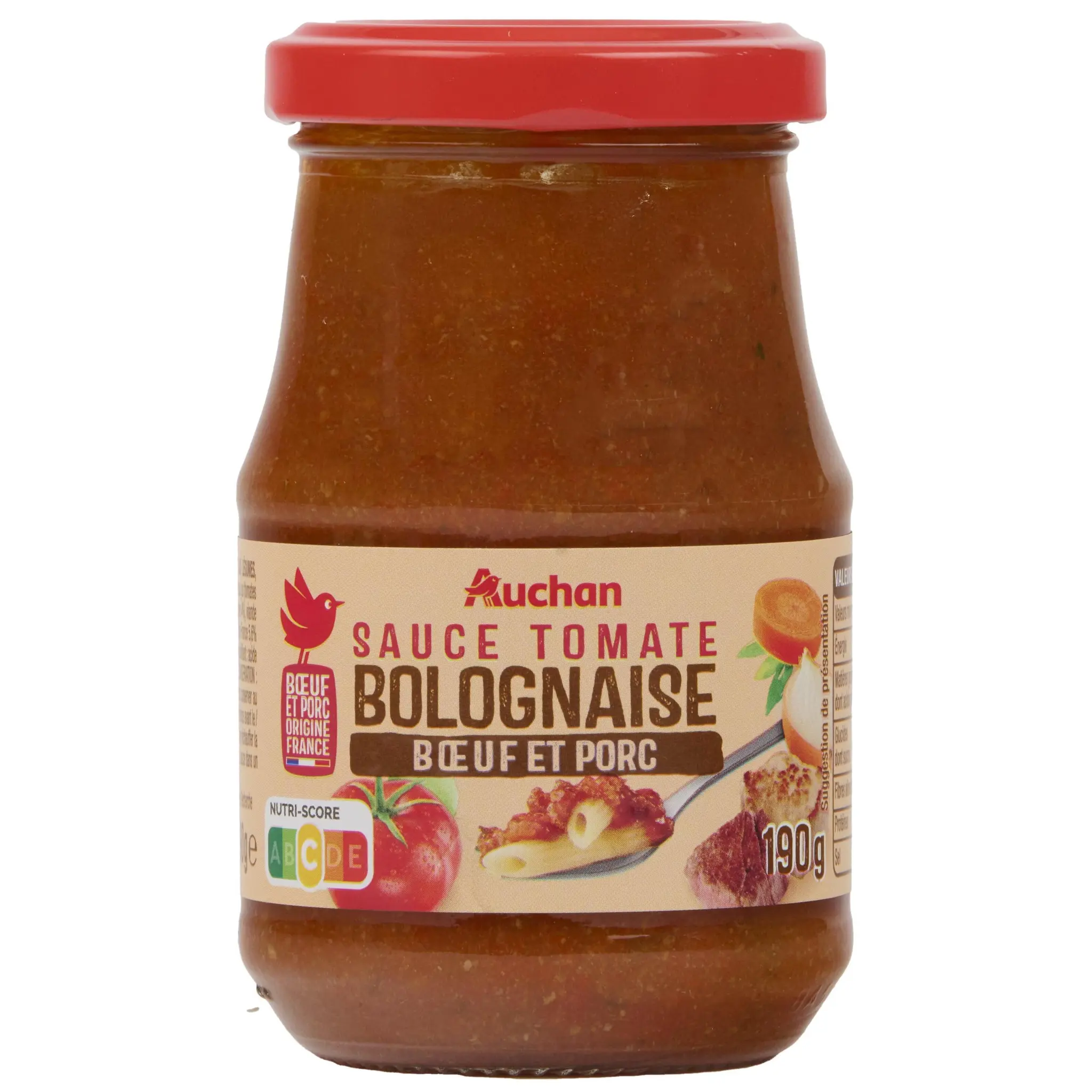 AUCHAN Sauce bolognaise porc boeuf