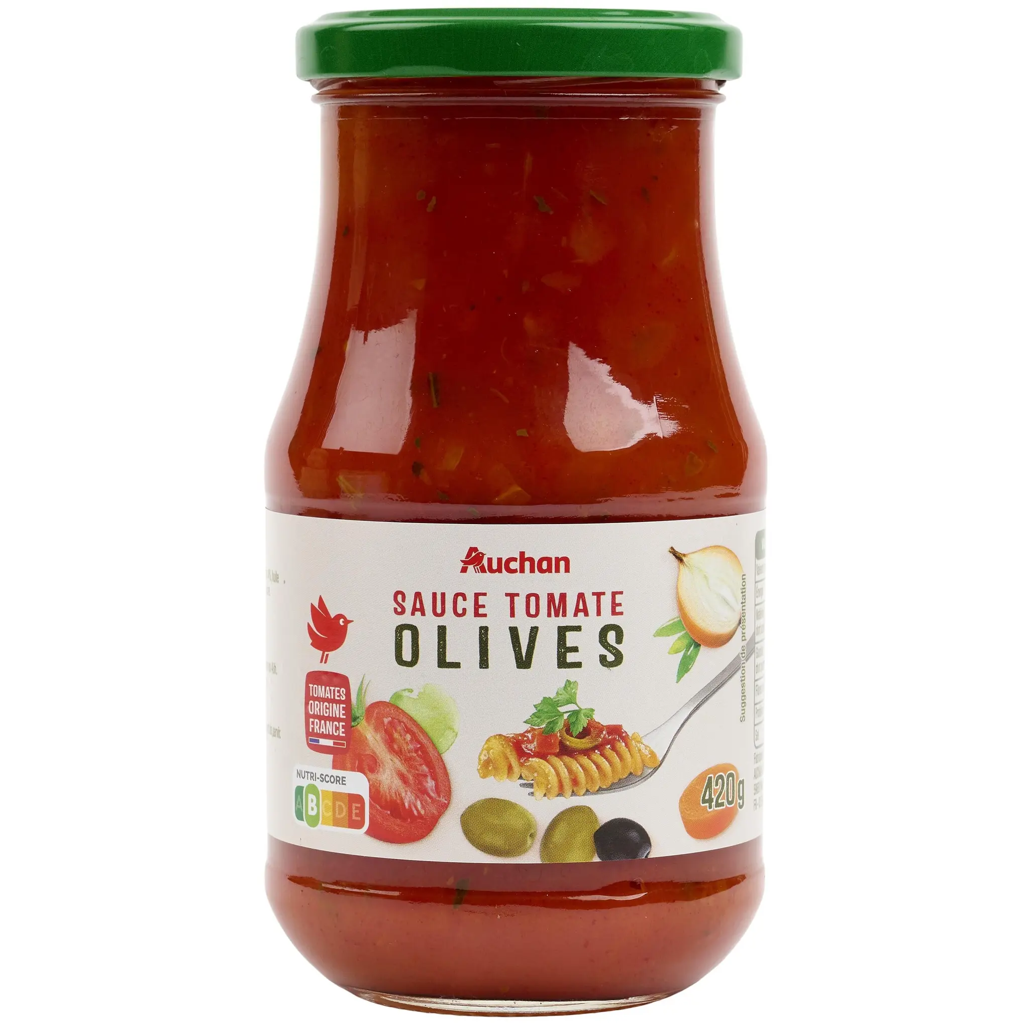 AUCHAN Sauce tomate aux olives en bocal