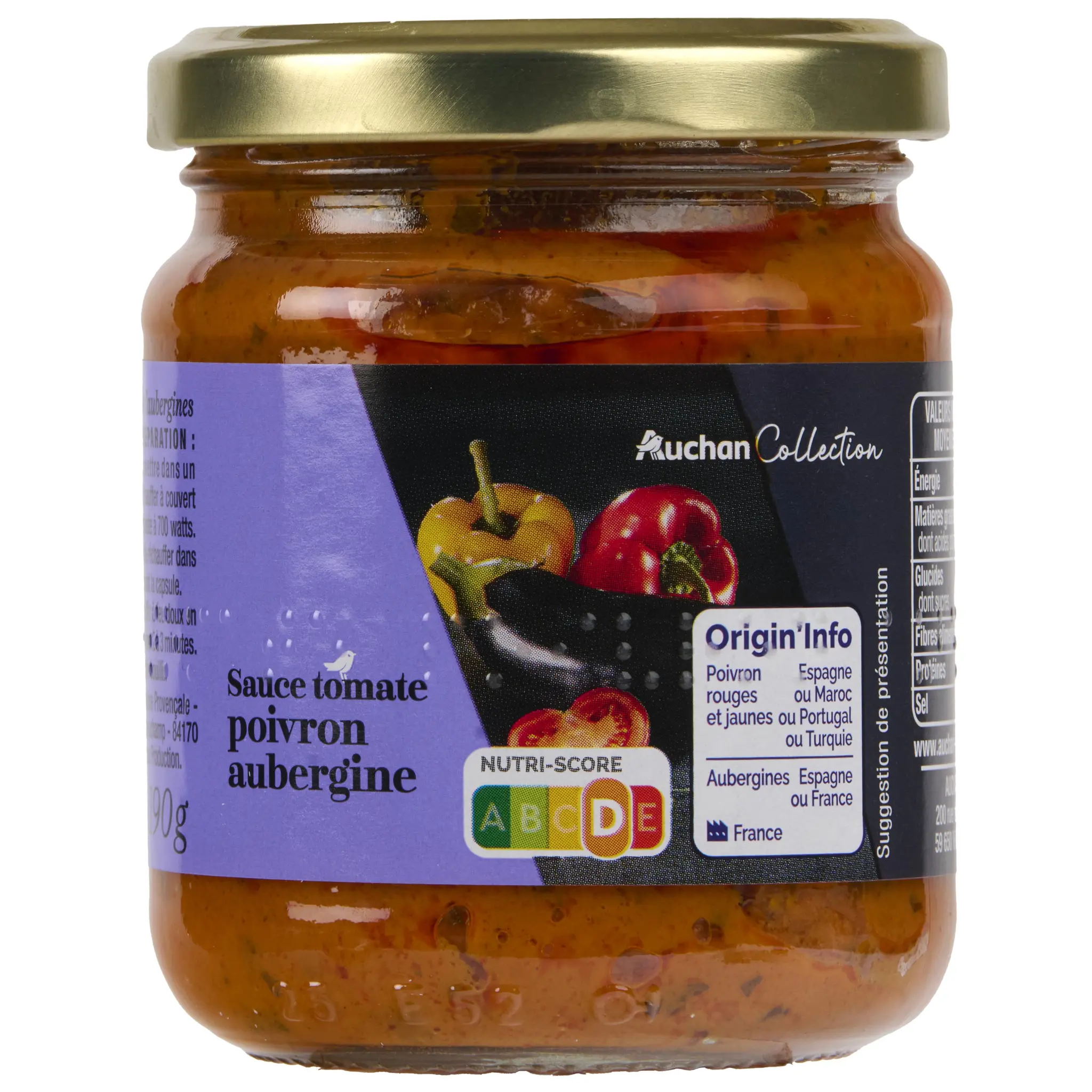 AUCHAN COLLECTION Sauce tomate poivrons et aubergines