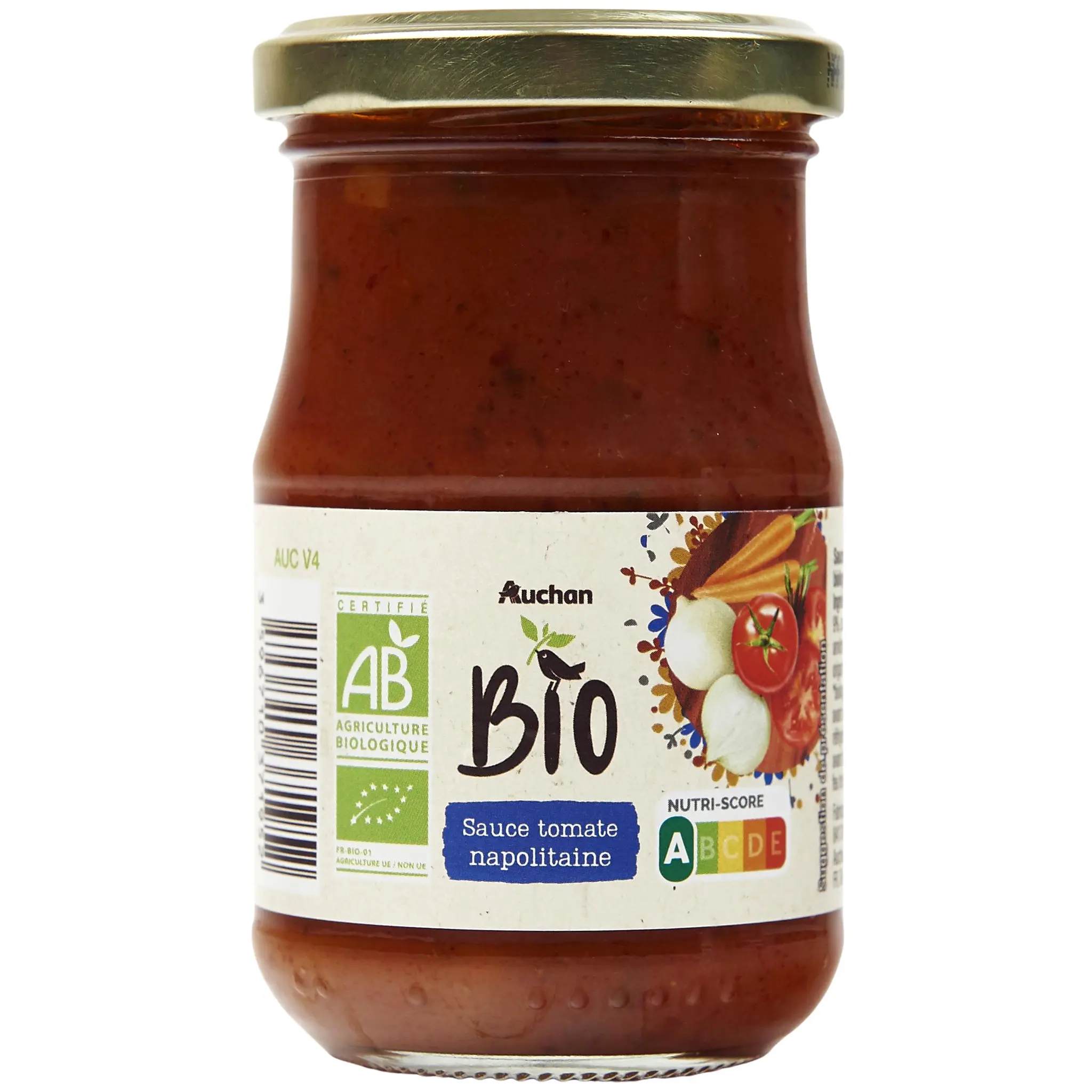 AUCHAN BIO Sauce tomate napolitaine, en bocal