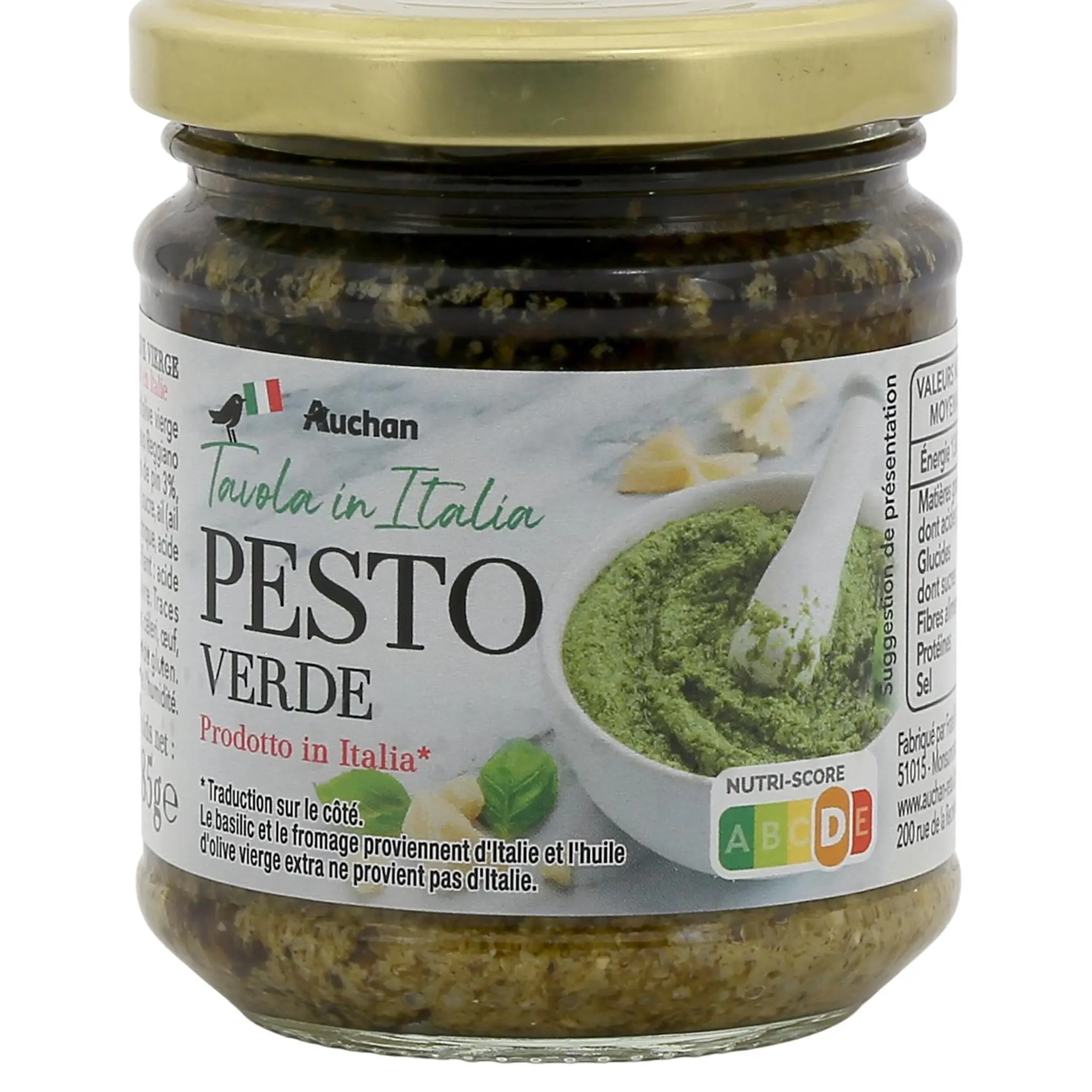 AUCHAN TAVOLA IN ITALIA Sauce pesto verde au basilic en bocal