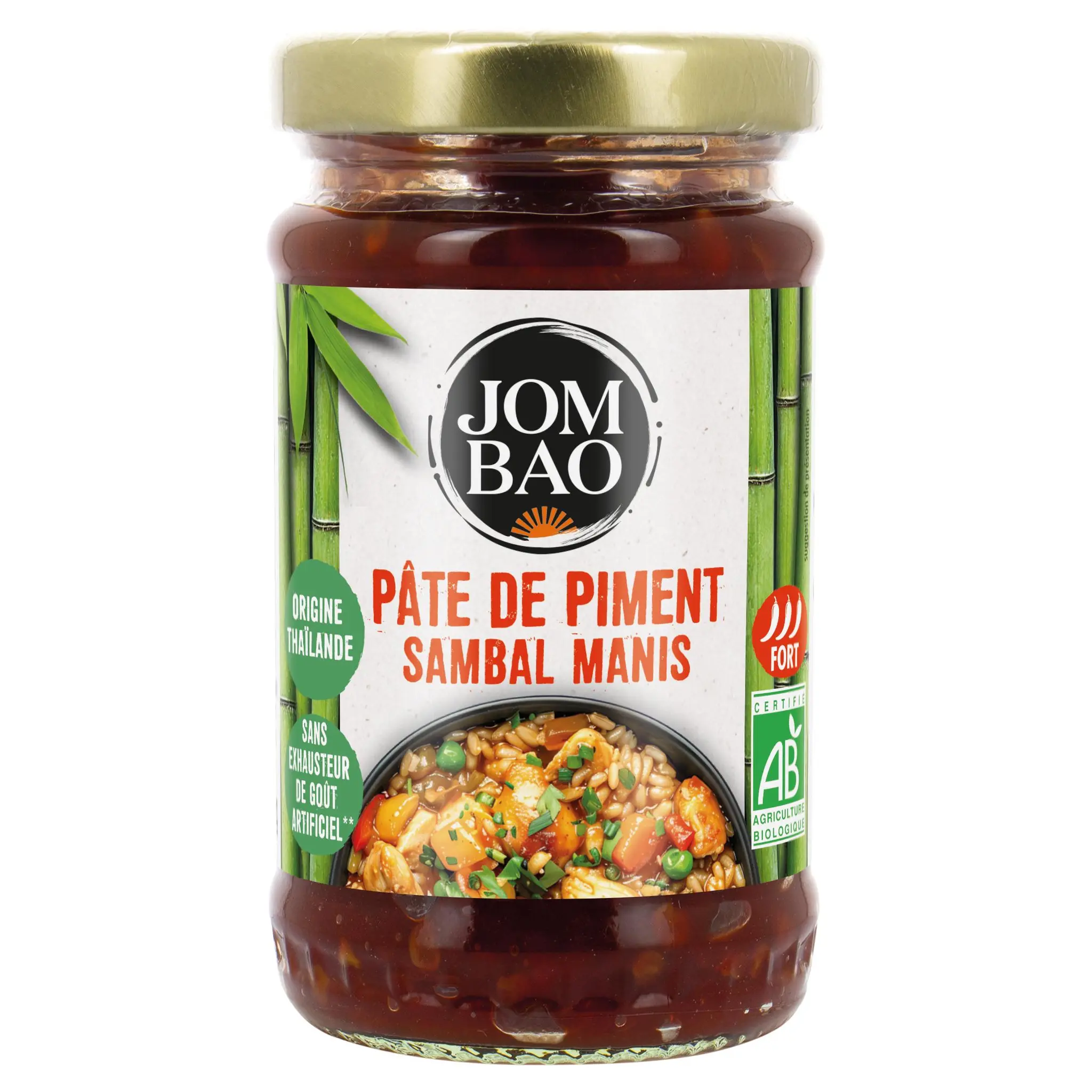 JOM BAO Pâte de piment sambal manis en bocal saveur épicée légèrement sucrée origine thaïlande bio