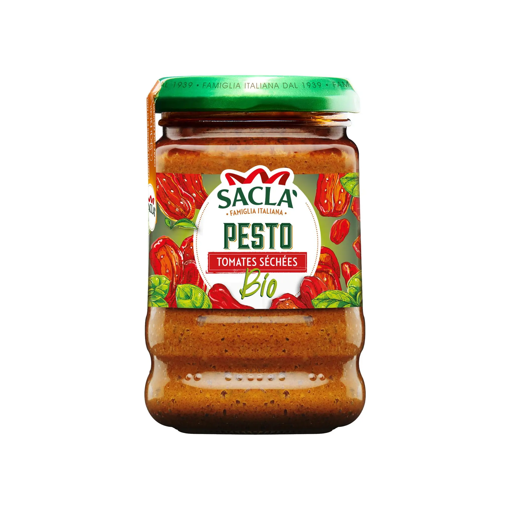 SACLA Sauce pesto bio aux tomates séchées sans gluten, en bocal