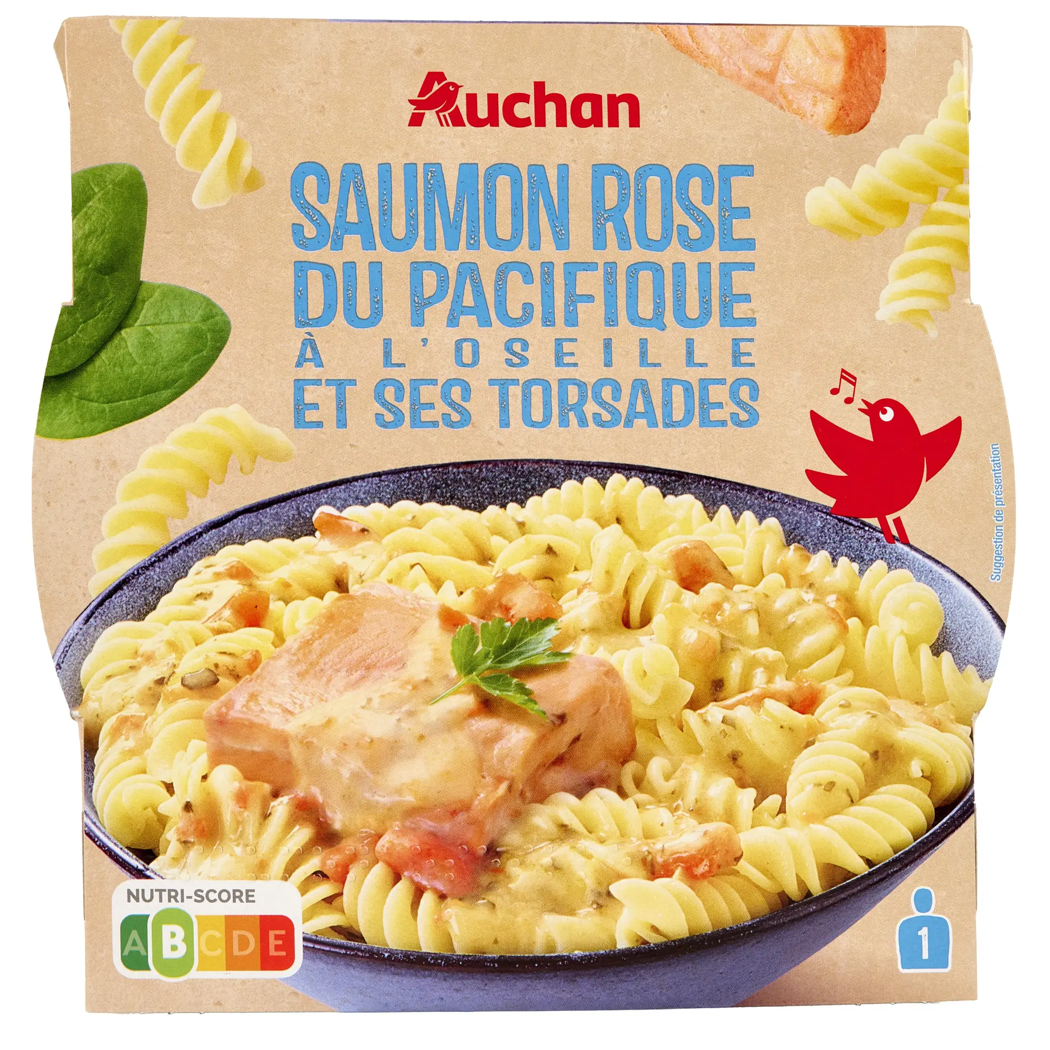 AUCHAN Saumon oseille et pâtes 2min au micro ondes