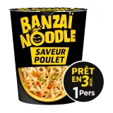 BANZAÏ NOODLE Cup nouilles saveur poulet prêt en 3 minutes