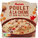 AUCHAN Poulet à la crème riz pilaf barquette prêt en 2 min