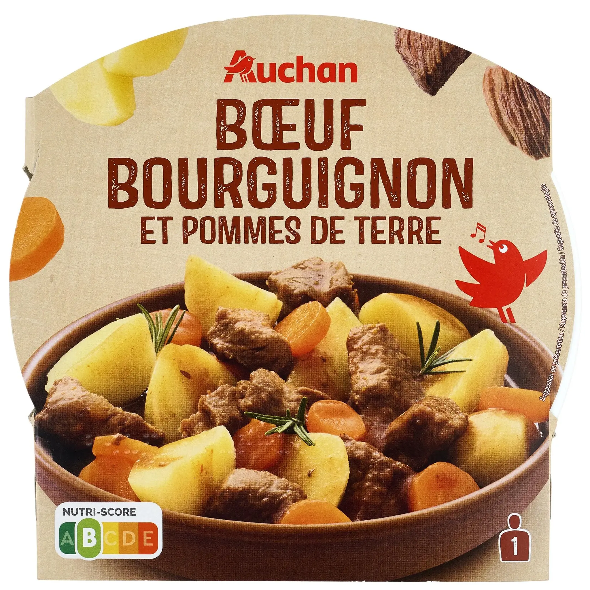 AUCHAN Boeuf bourguignon et pommes de terre