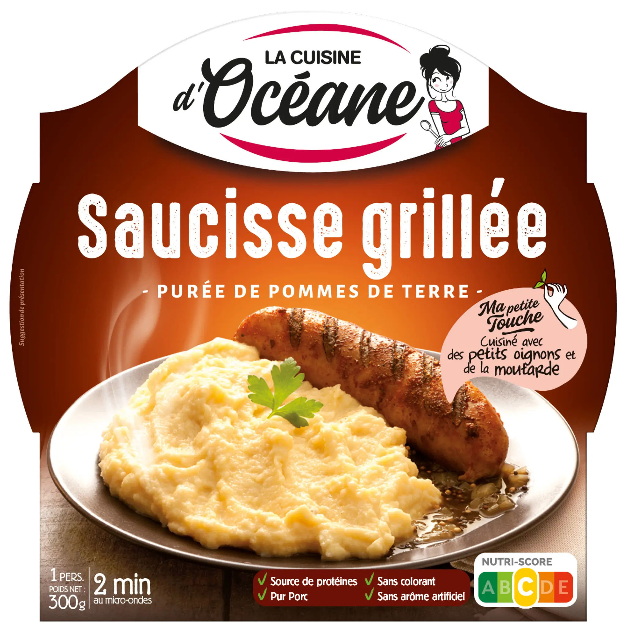 LA CUISINE D'OCEANE Saucisse et purée barquette 2 min micro-ondes