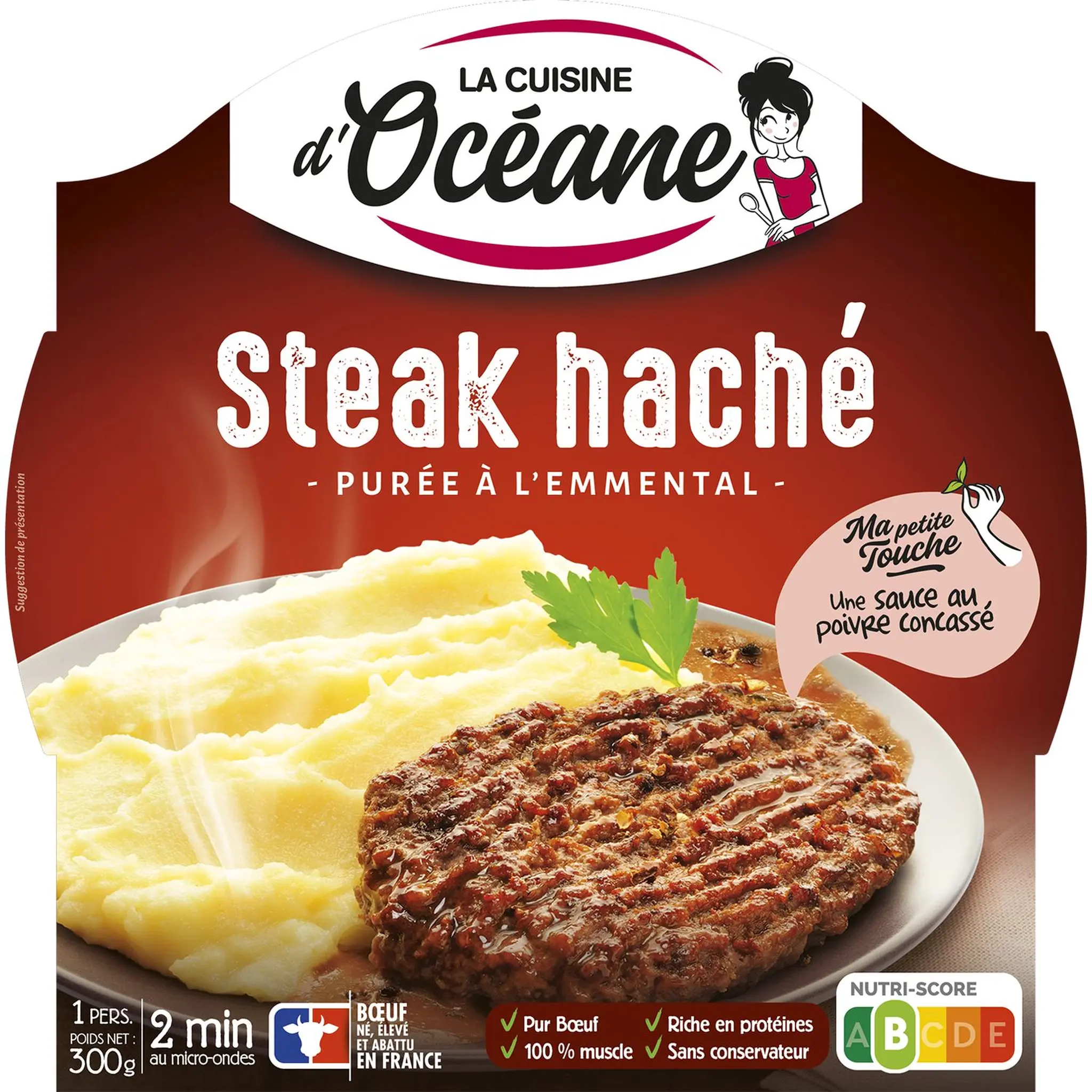 LA CUISINE D'OCEANE Steak haché et purée barquette 2 min micro-ondes