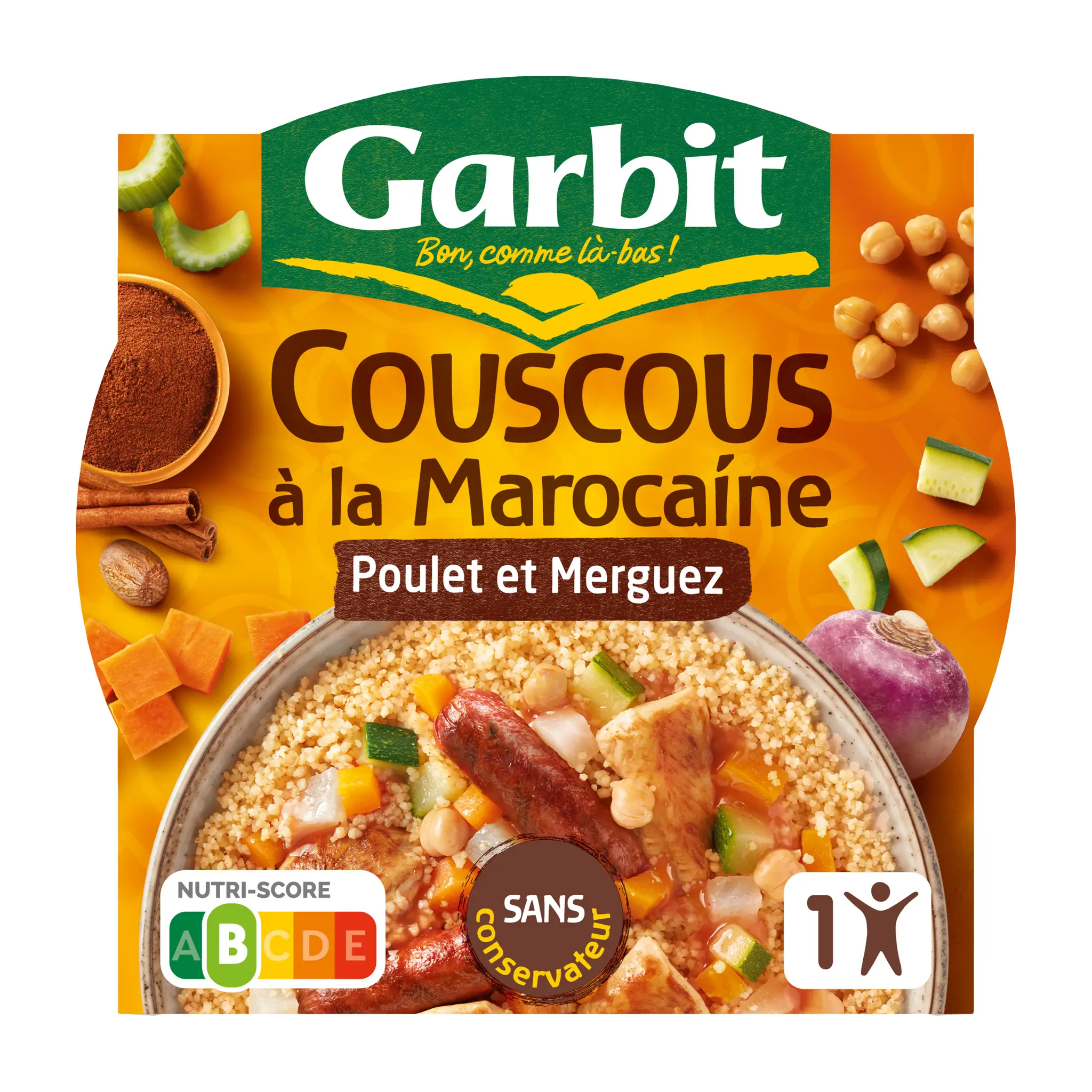 GARBIT Assiette de couscous à la marocaine poulet merguez