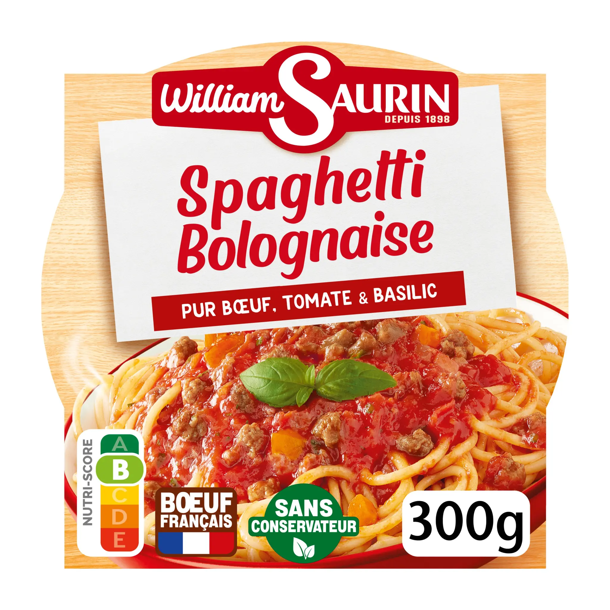 WILLIAM SAURIN Spaghetti à la bolognaise pur boeuf à la tomate et basilic