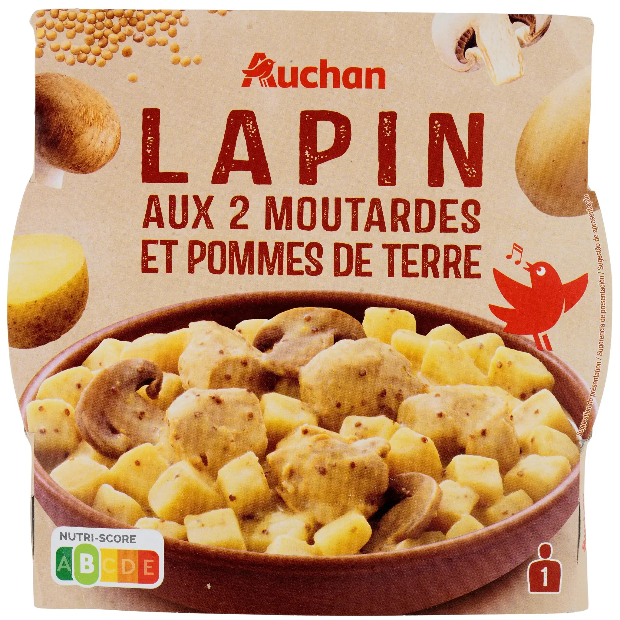 AUCHAN Lapin deux moutardes barquette