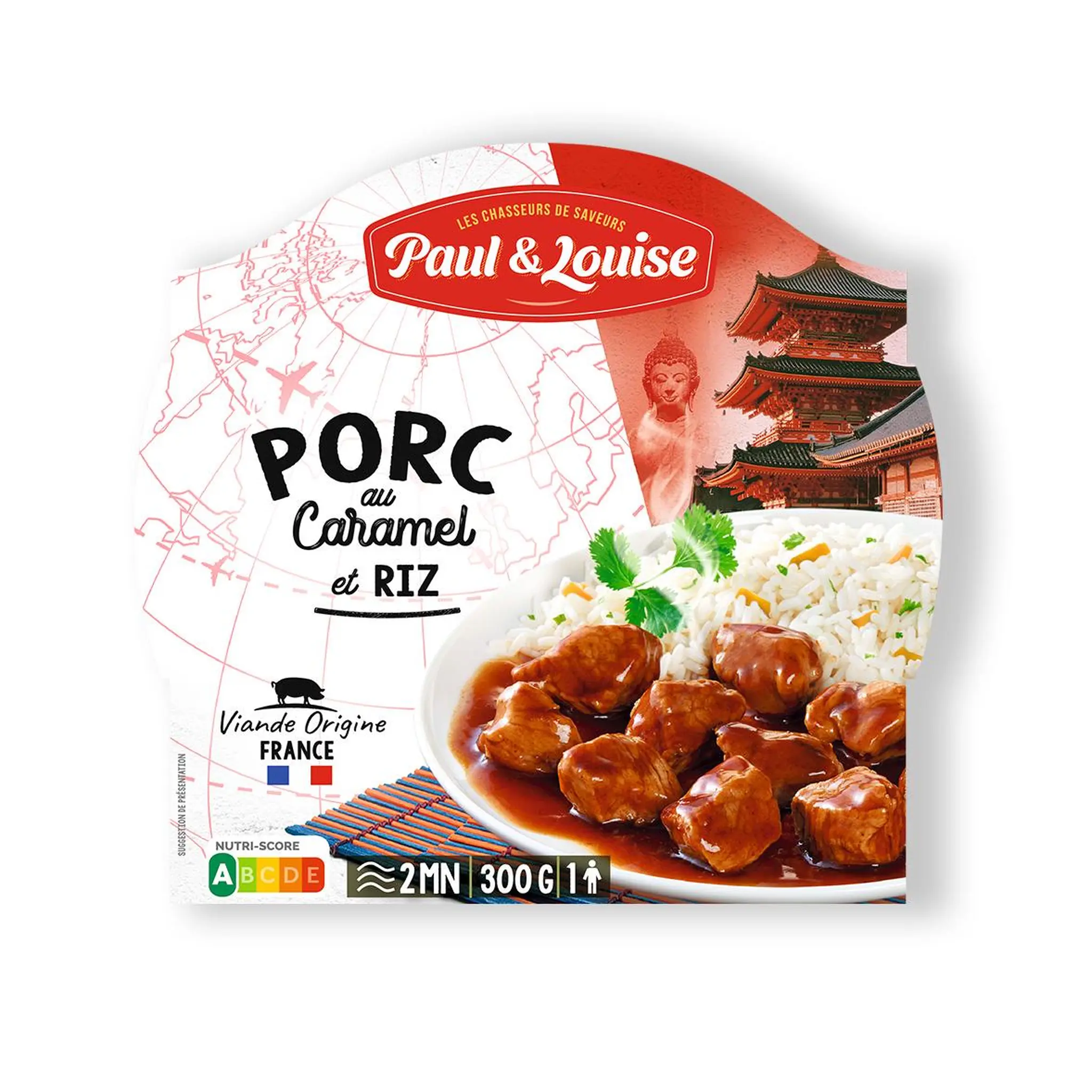 PAUL ET LOUISE Porc au caramel et riz barquette 2min micro-ondes