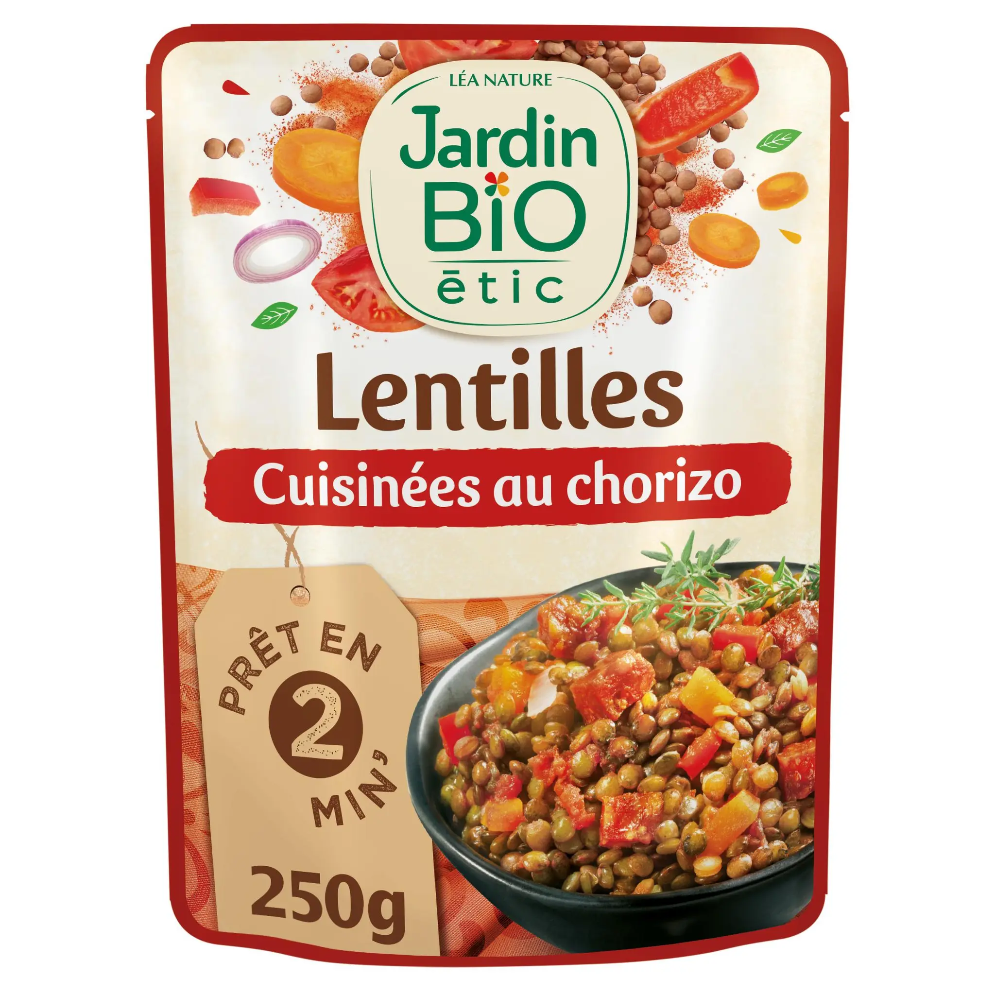 JARDIN BIO ETIC Lentilles cuisinées au chorizo sachet express