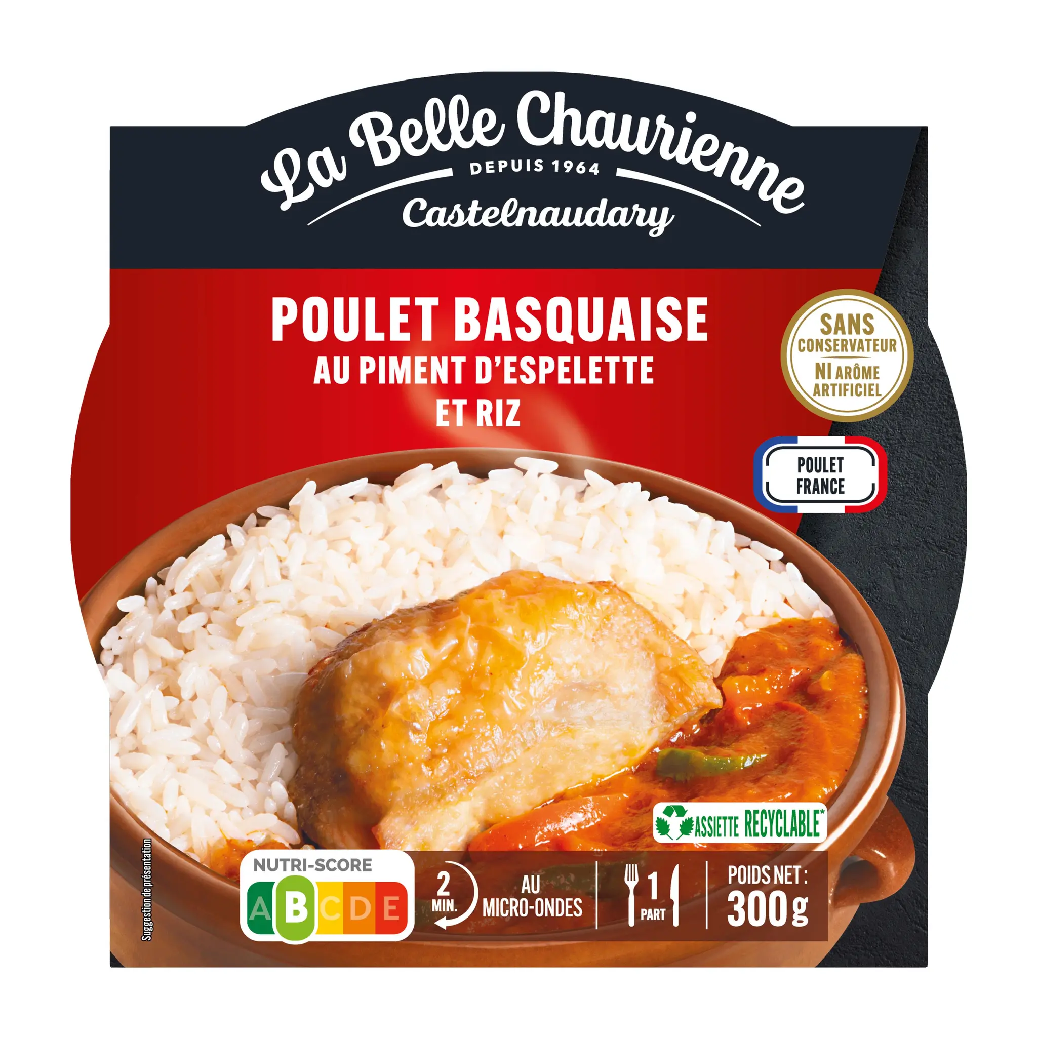 LA BELLE CHAURIENNE Poulet basquaise au piment d'Espelette et riz 2min au micro-ondes