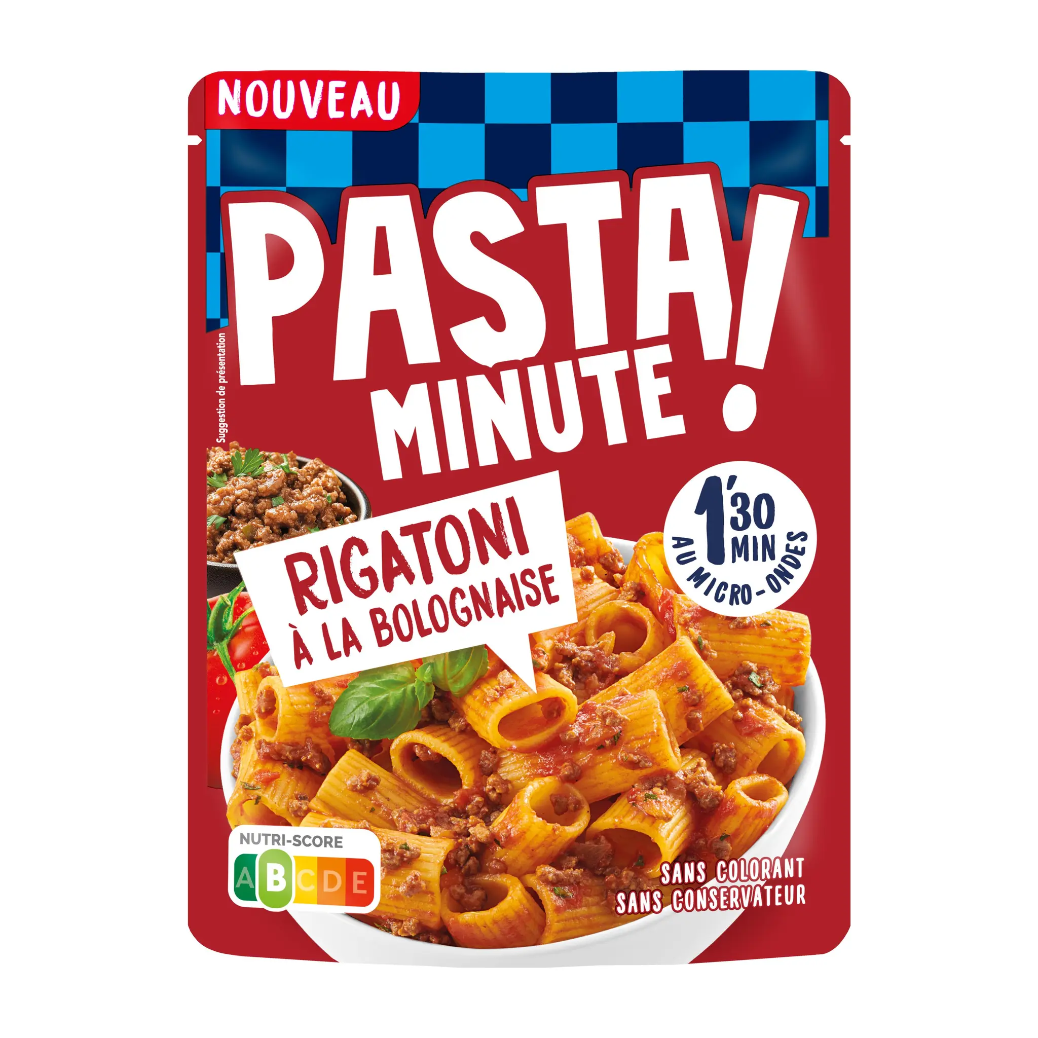 LUSTUCRU Pasta minute! Rigatoni à la bolognaise sachet express