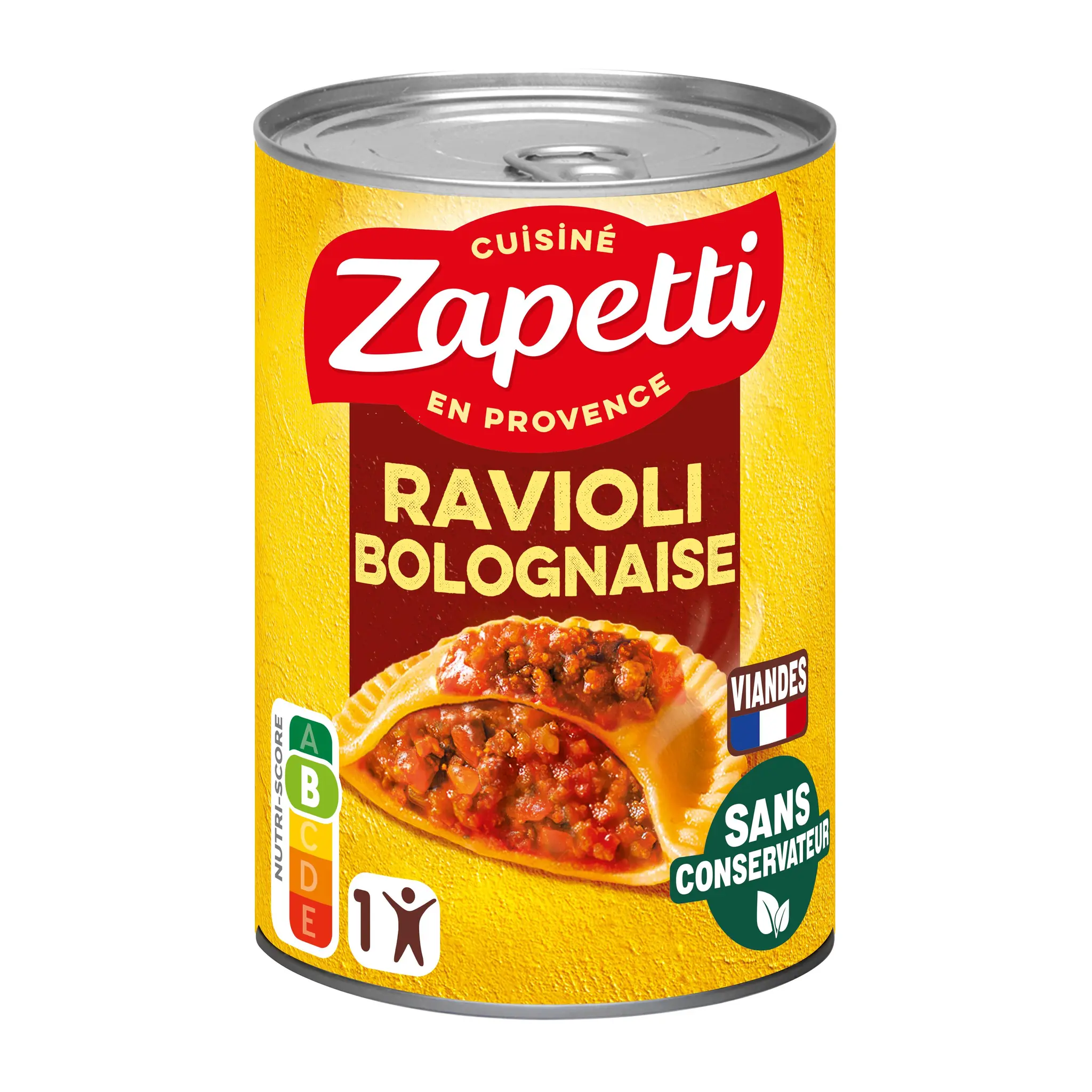 ZAPETTI Ravioli au blé complet sauce bolognaise riche en bœuf français