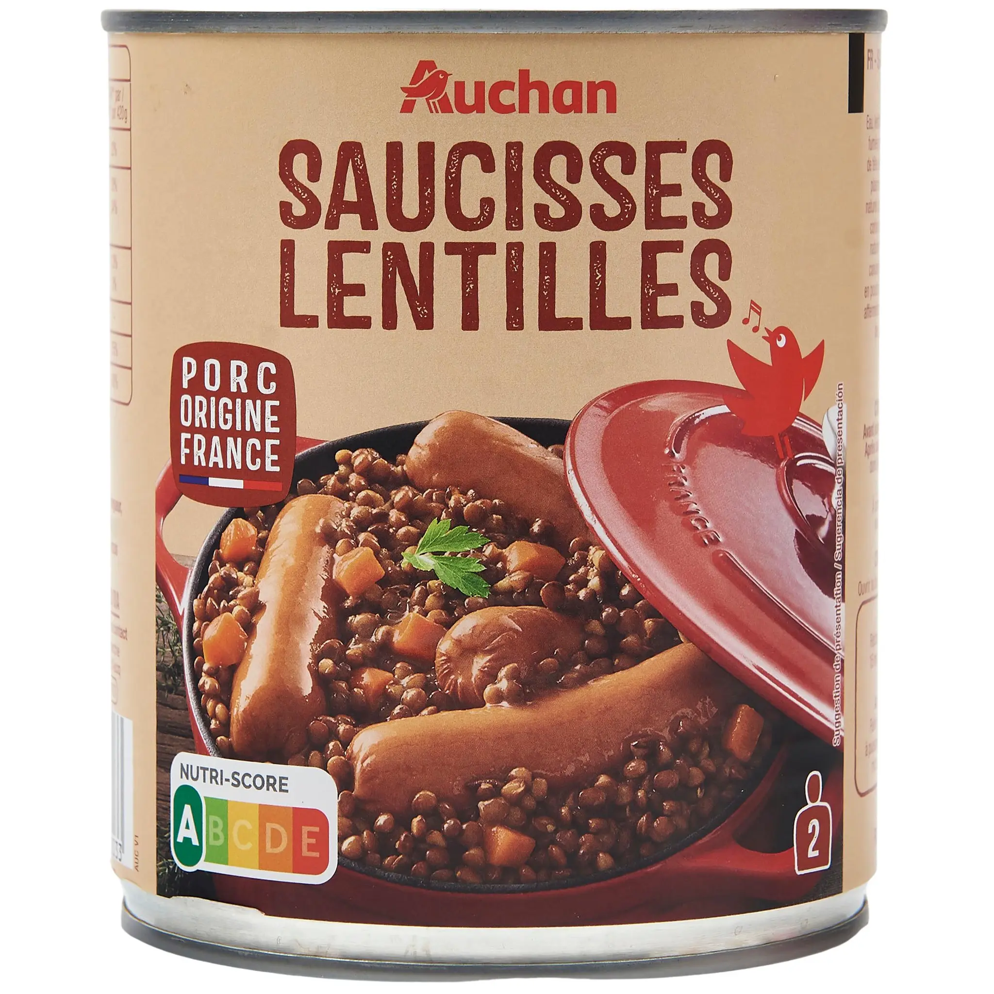 AUCHAN Saucisses aux lentilles