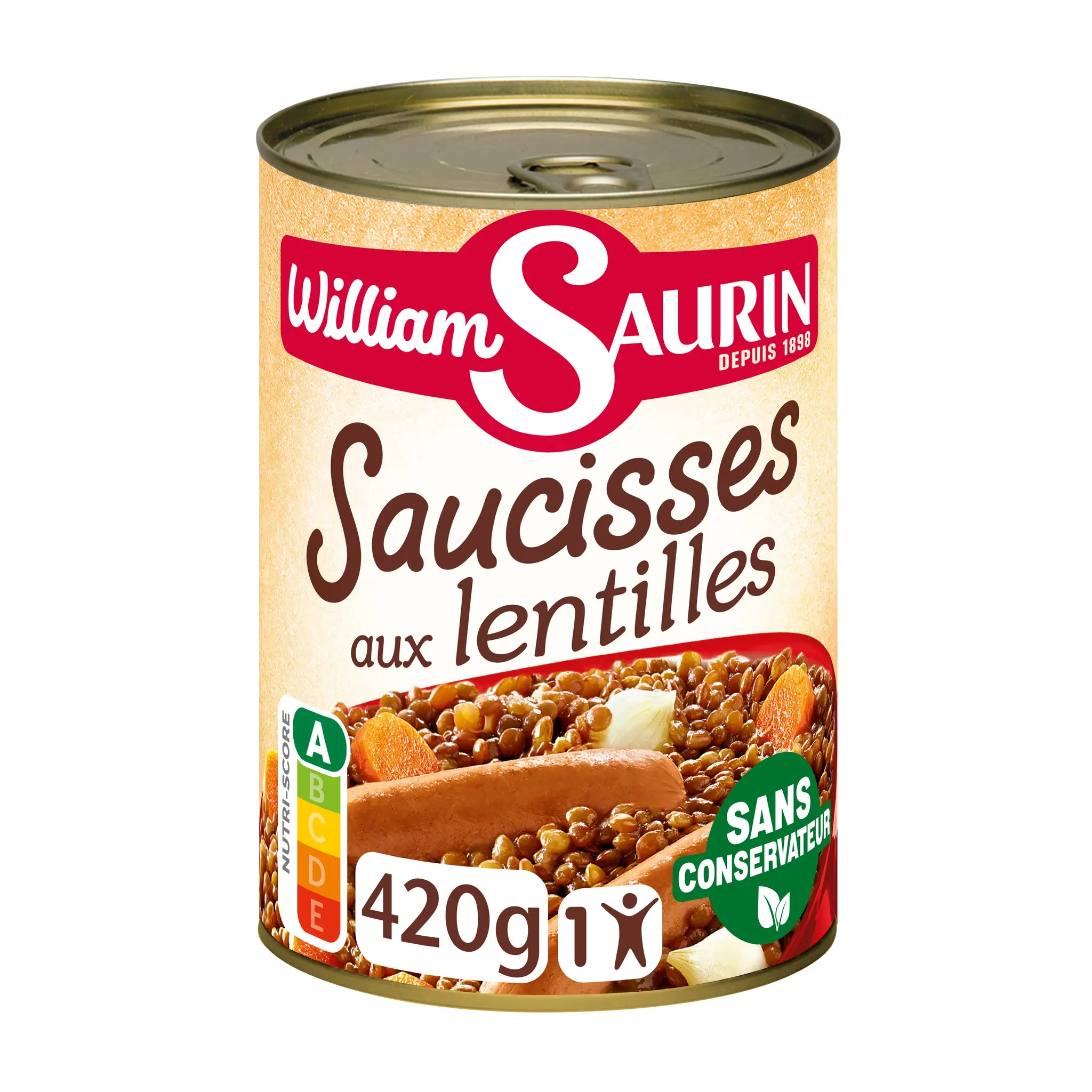 WILLIAM SAURIN Saucisses aux lentilles