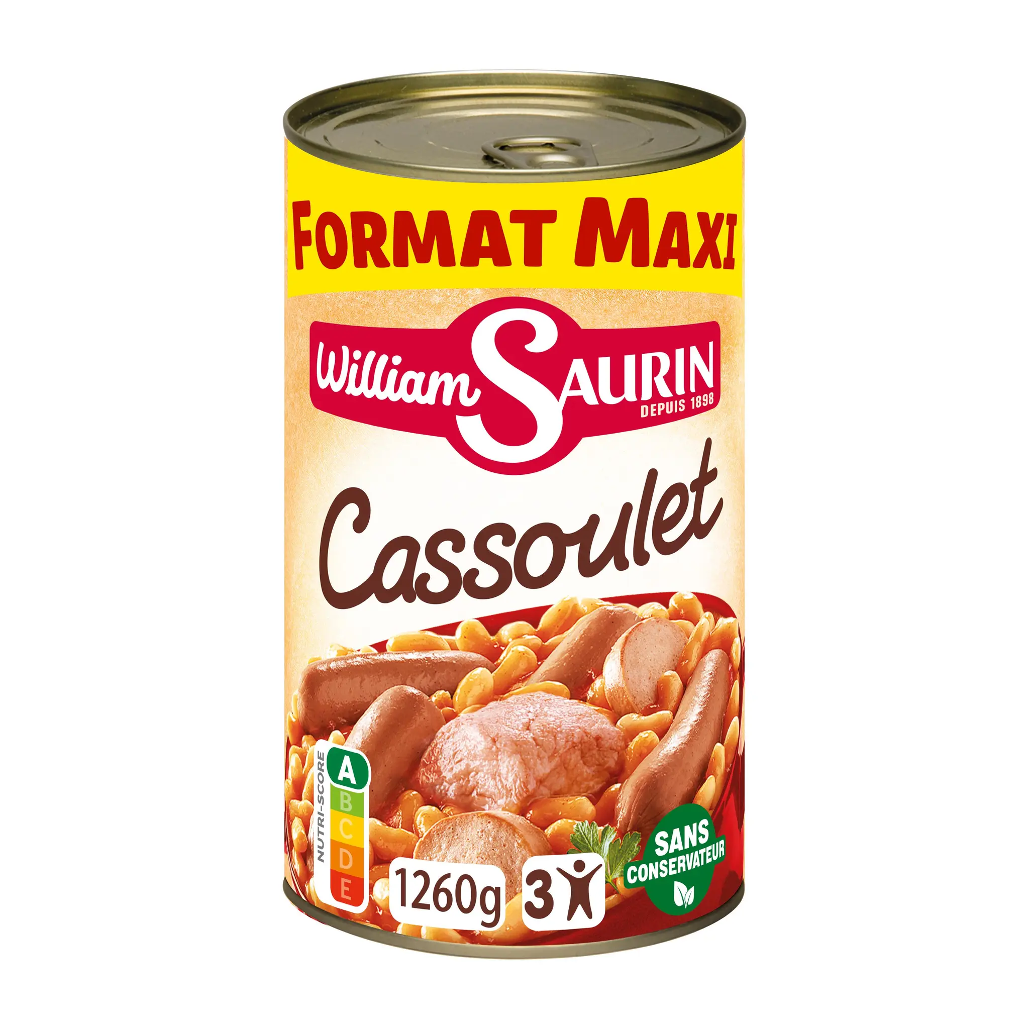 WILLIAM SAURIN Cassoulet mitonné sans colorant sans arôme artificiel format maxi