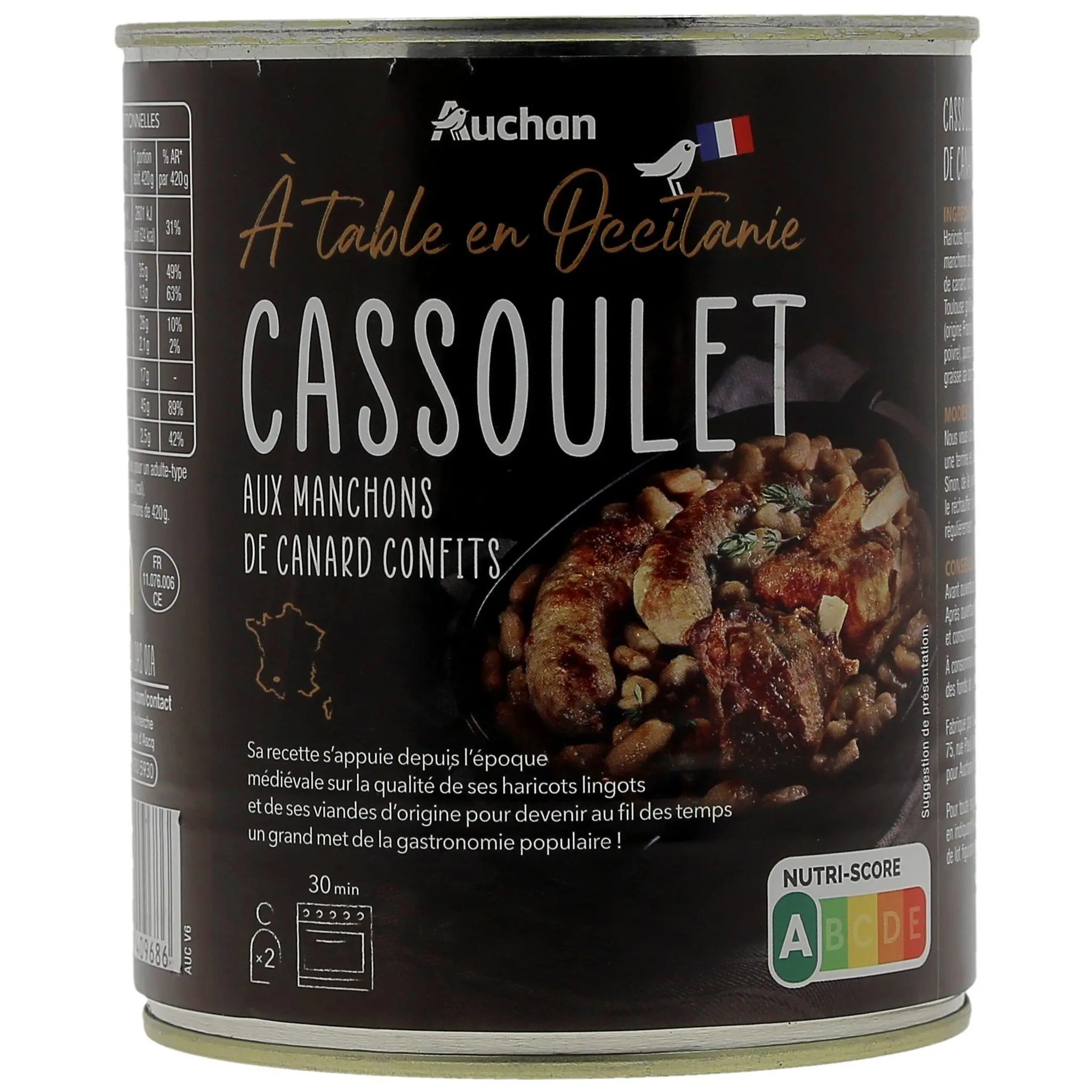 AUCHAN TERROIR Cassoulet aux manchons de canard confits