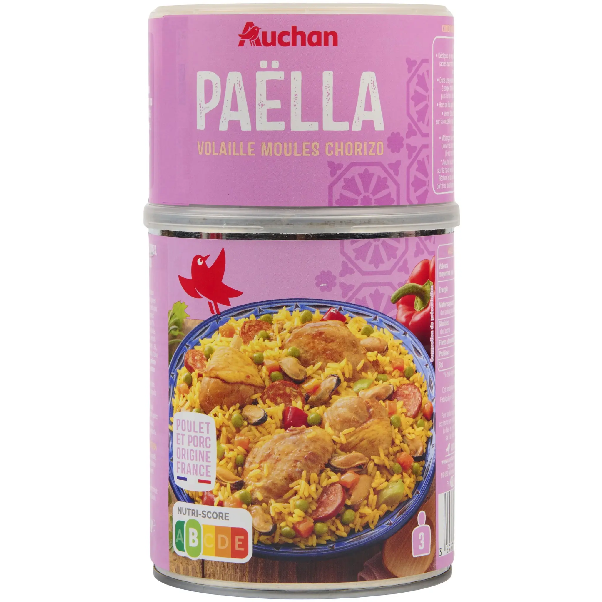 AUCHAN Paëlla avec volaille moules et chorizo