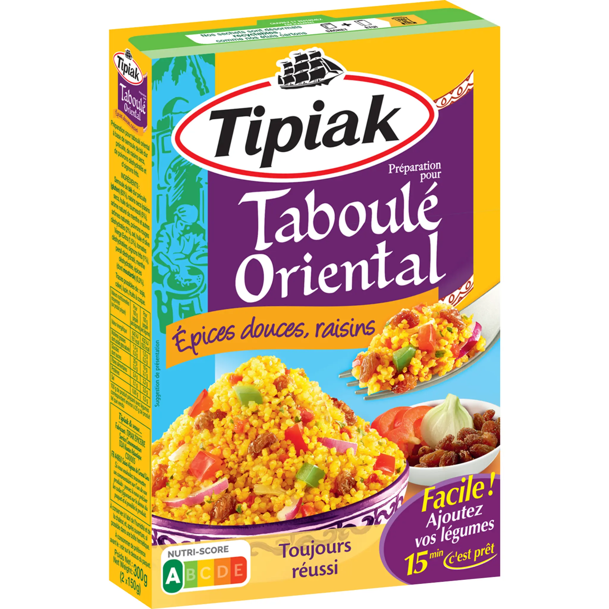 TIPIAK Taboulé oriental aux épices douces et raisins