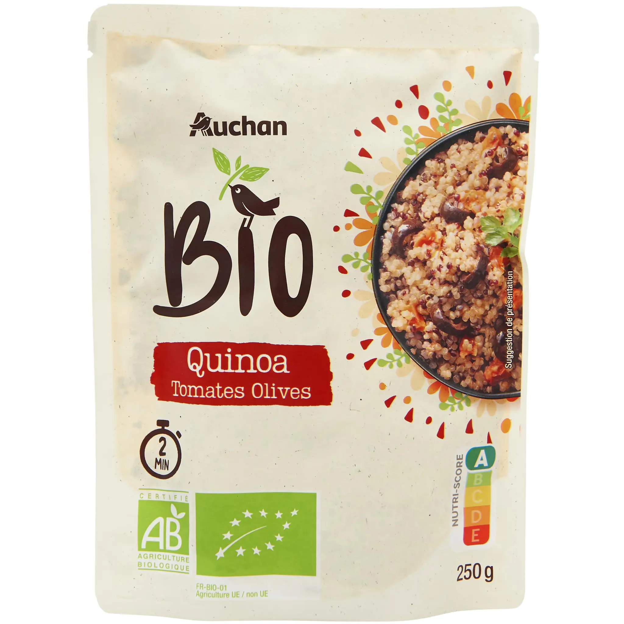 AUCHAN BIO Quinoa tomates olives sachet express