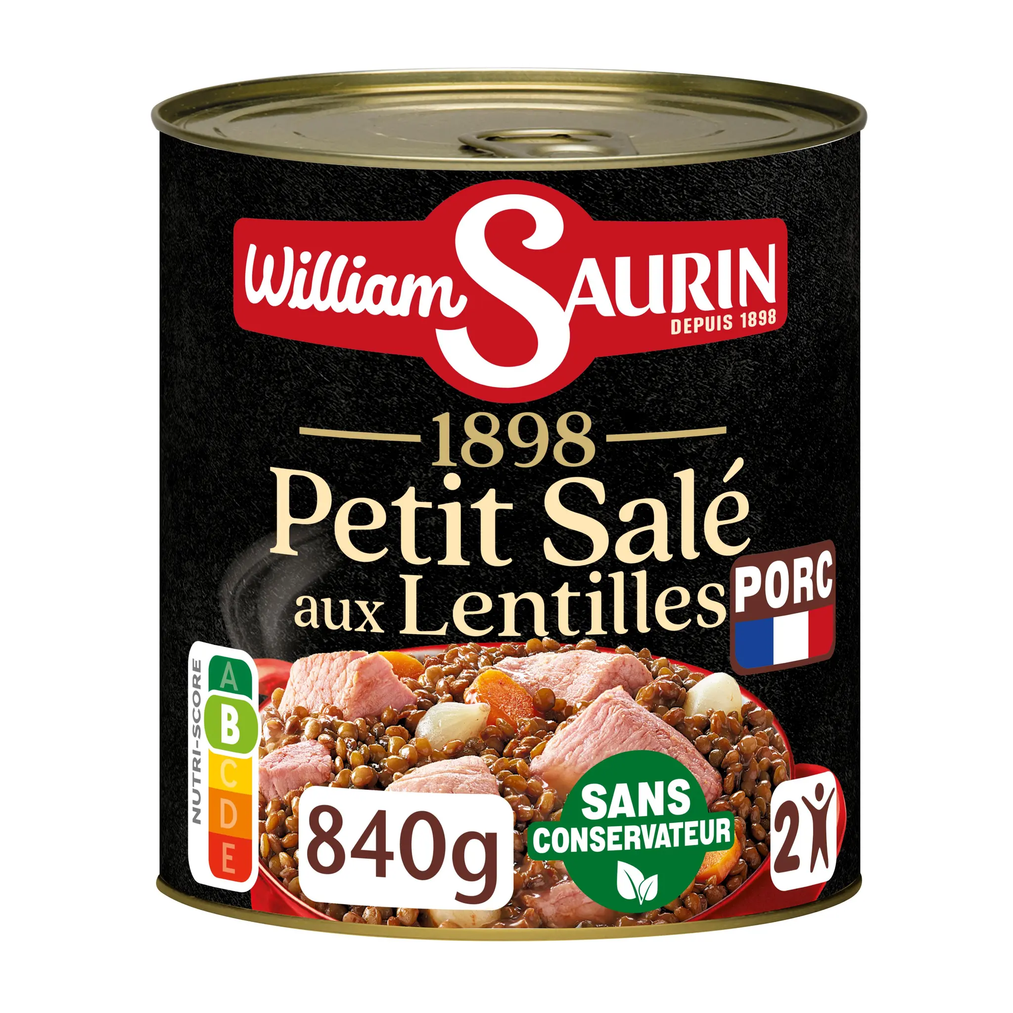 WILLIAM SAURIN Petit salé aux lentilles sans conservateur