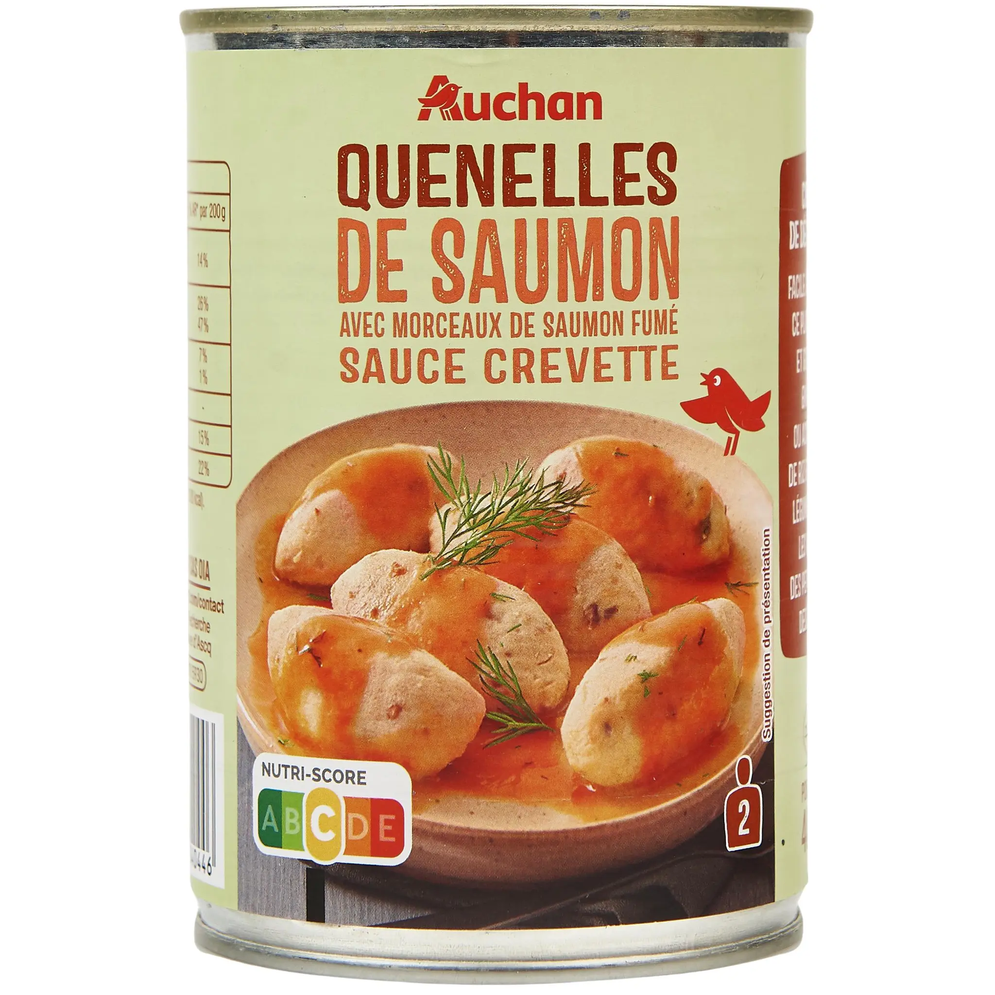 AUCHAN Quenelles de saumon sauce crevette avec morceaux de saumon fumé