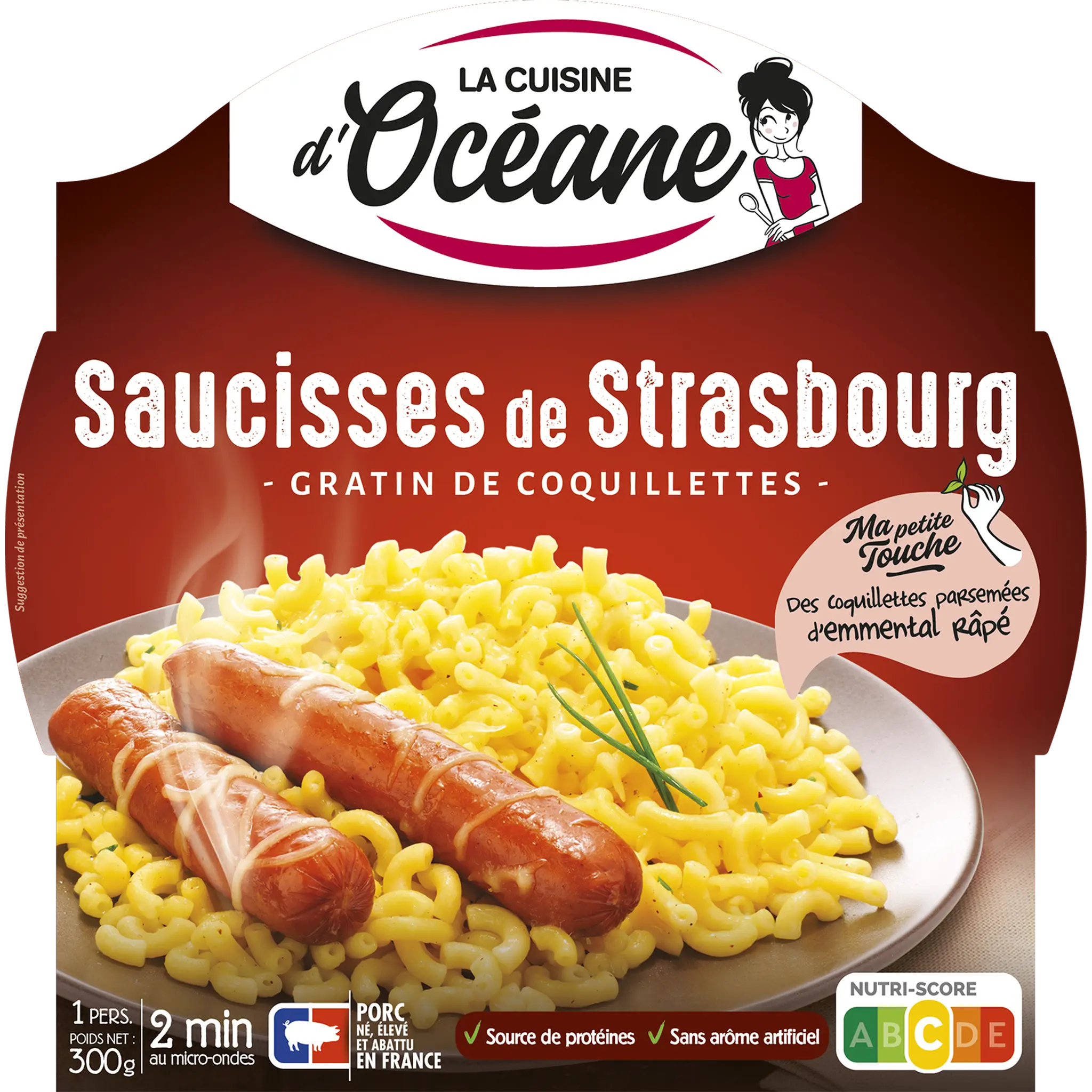 LA CUISINE D'OCEANE Saucisses de Strasbourg gratin de coquillettes barquette