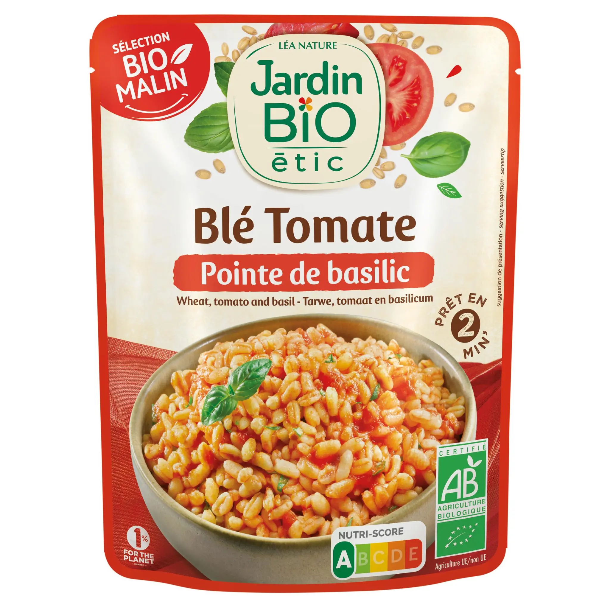 JARDIN BIO Blé précuit à la tomate et au basilic bio