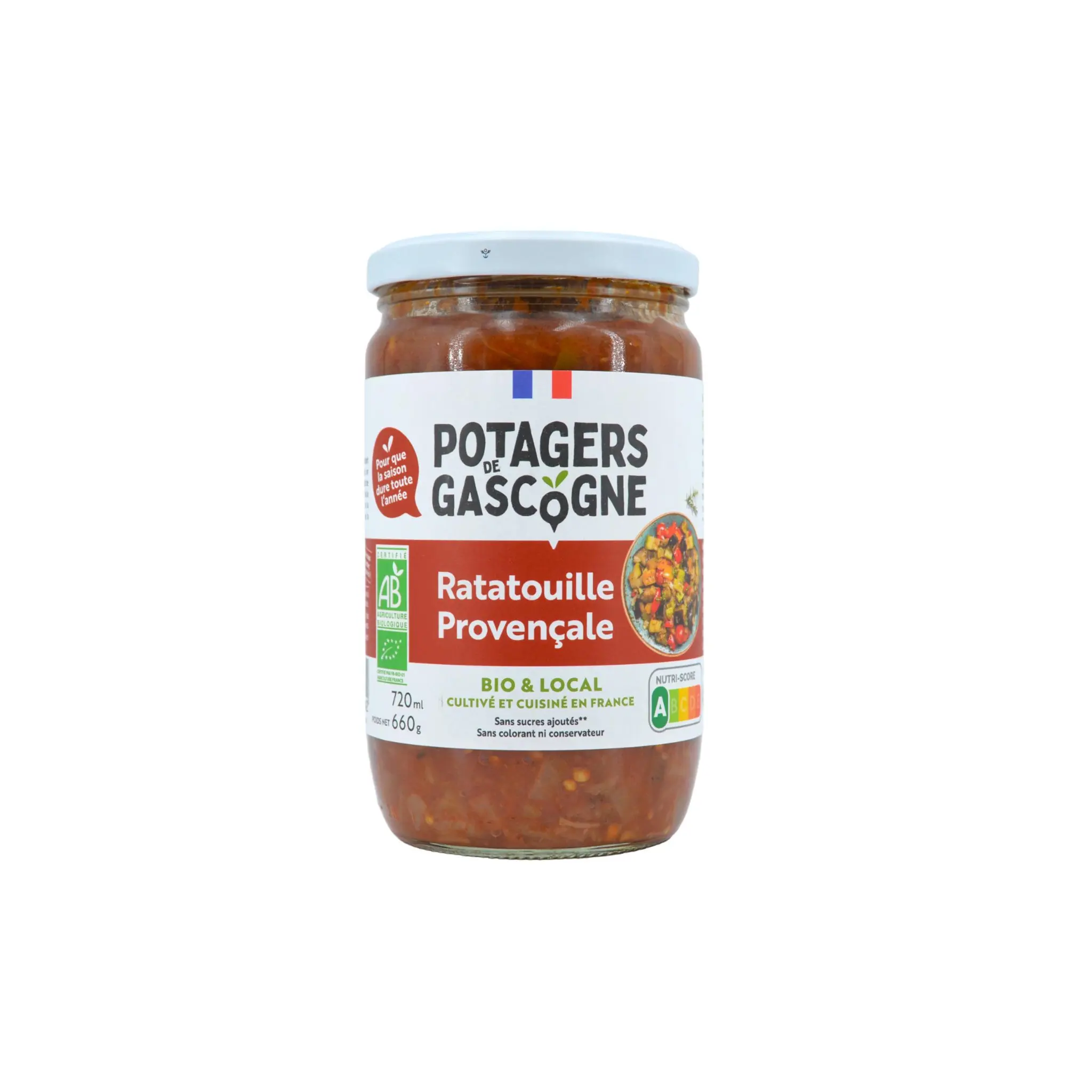 POTAGERS DE GASCOGNE Ratatouille provencale bio sans sucres ajoutés