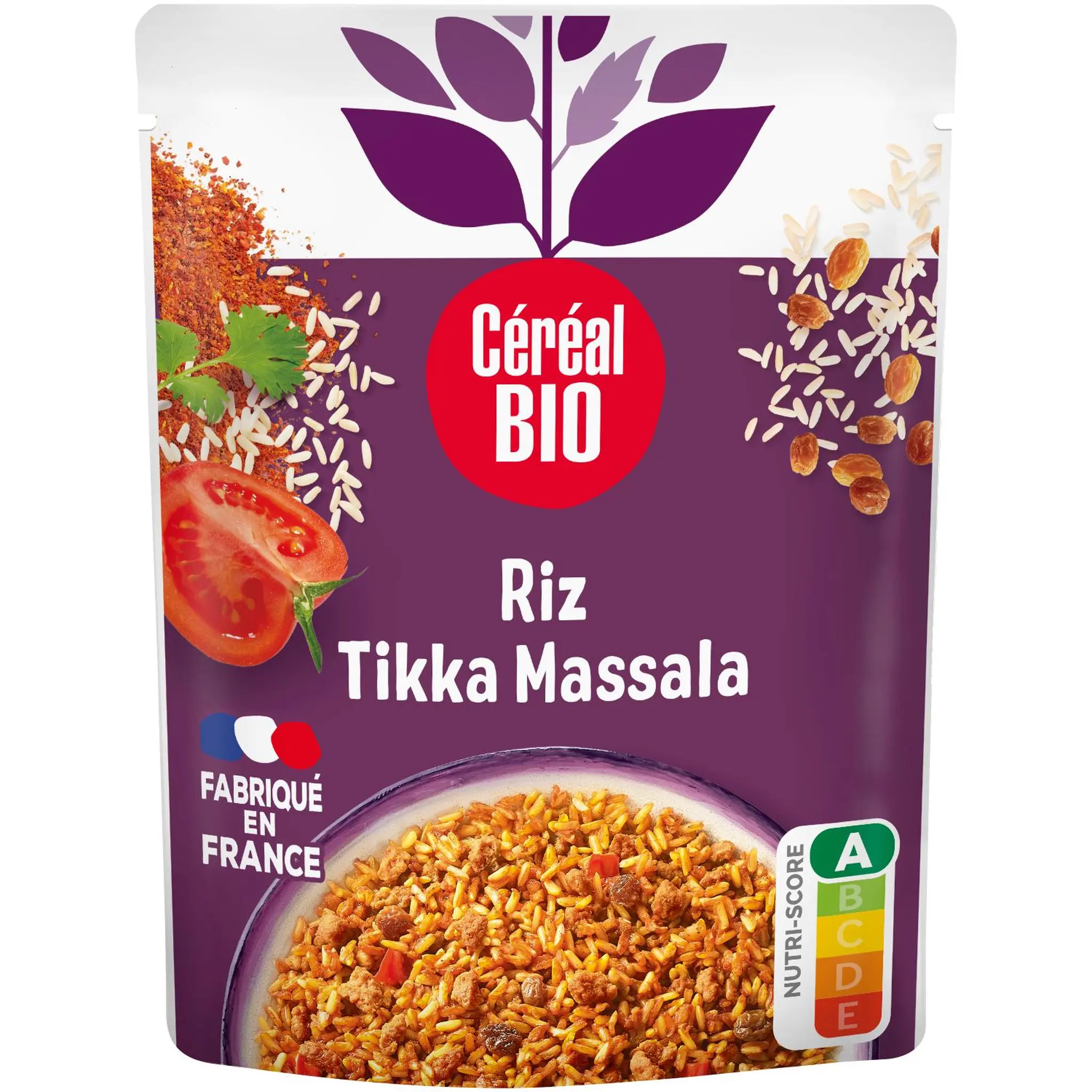CÉRÉAL BIO Riz et soja aux épices tikka massala sachet express
