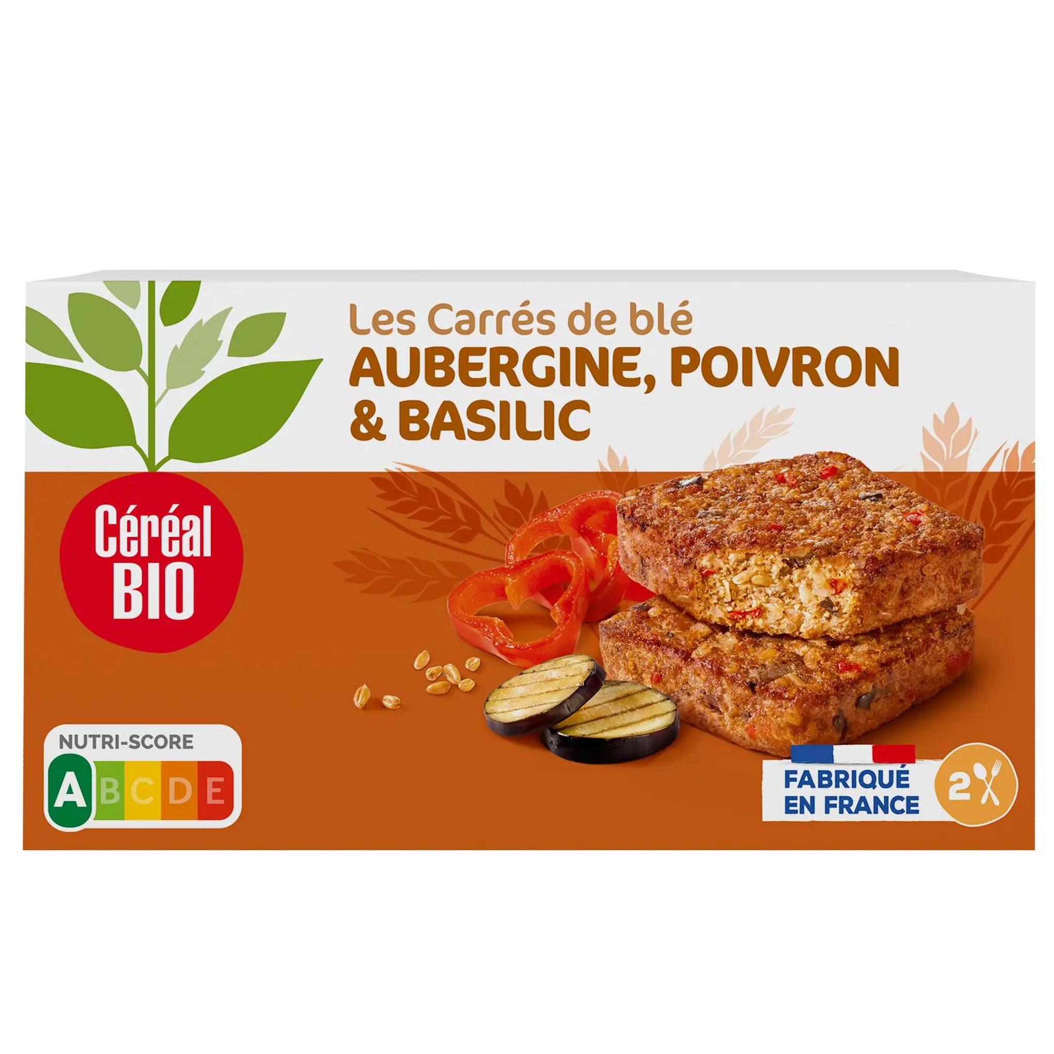 CÉRÉAL BIO Carrés de blé aubergine poivron et basilic bio