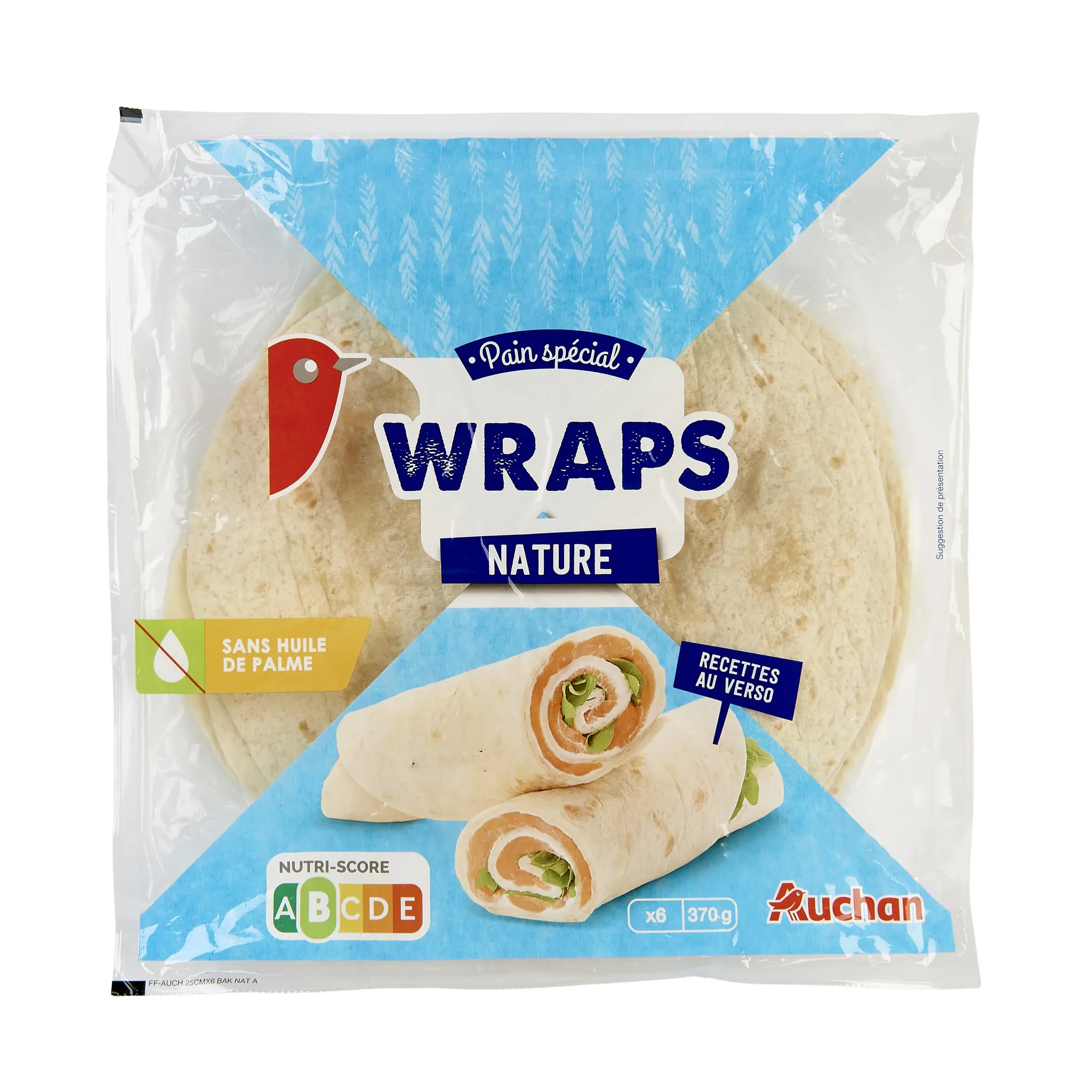 AUCHAN Pain spécial wraps nature