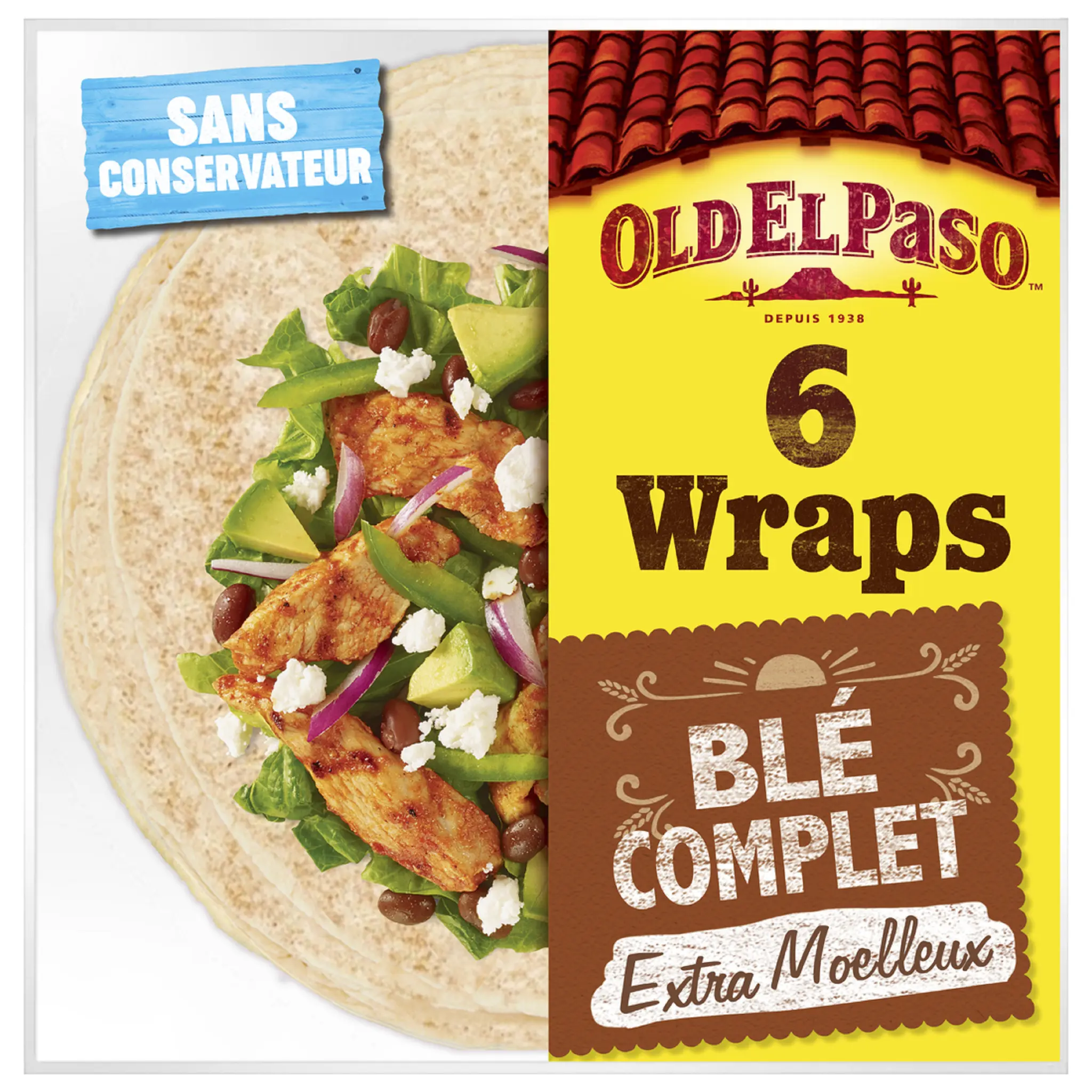 OLD EL PASO Wraps au blé complet extra moelleux sans conservateur
